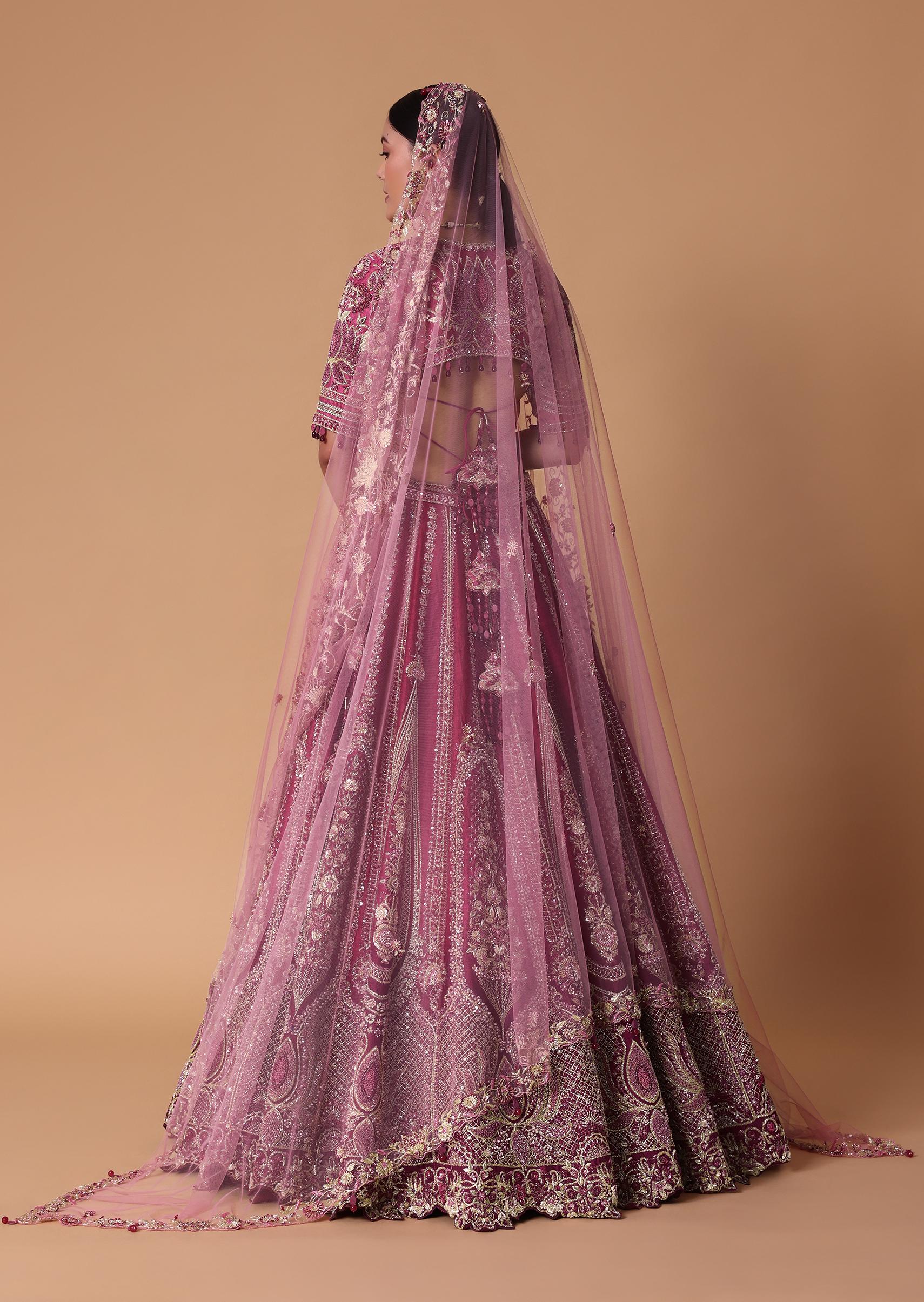 Red Raw Silk Cutdana Lehenga Set With Trail Dupatta - Image 7