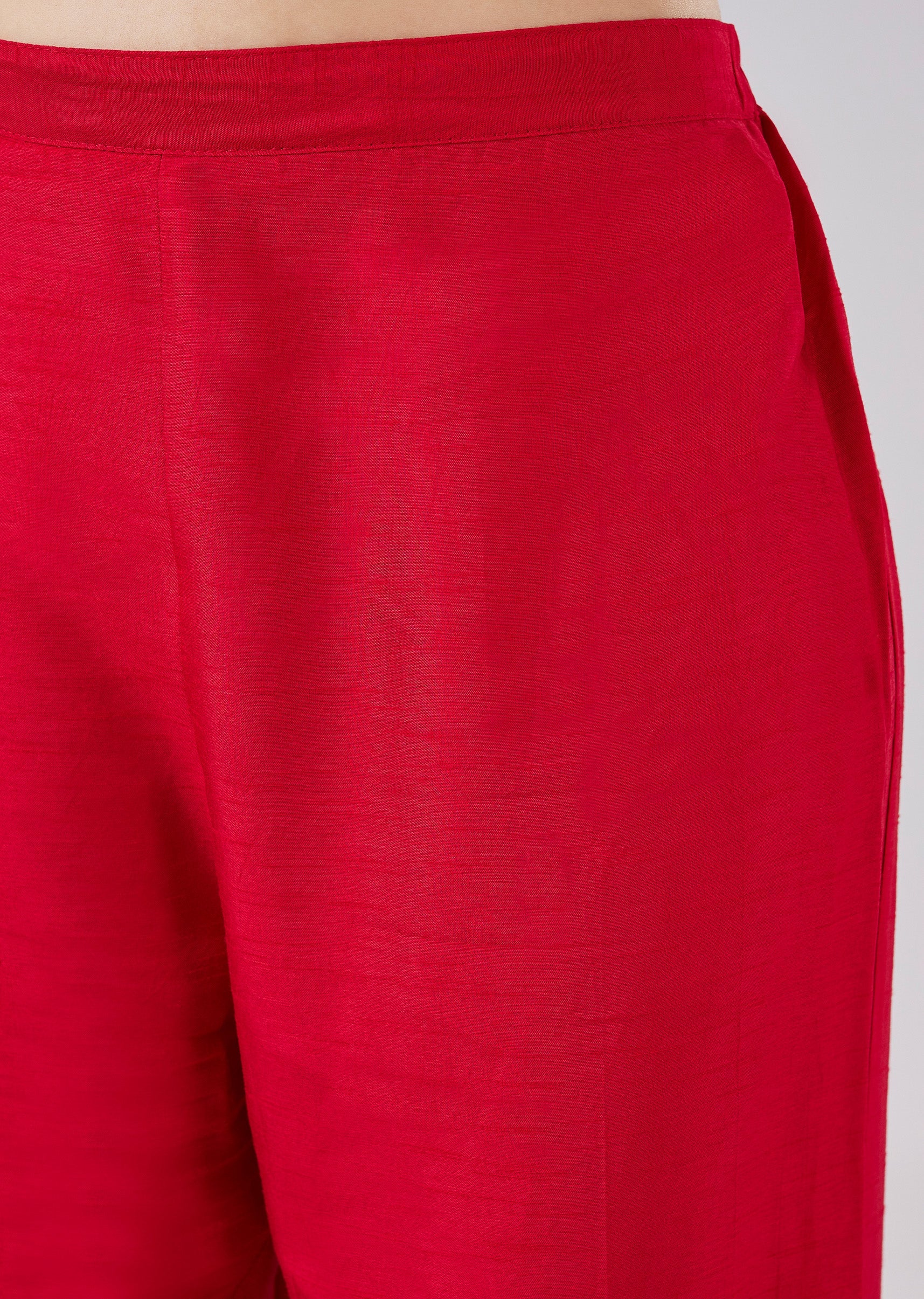 Red Banarasi Bandhani Silk Anarkali Set With Dupatta - Image 6