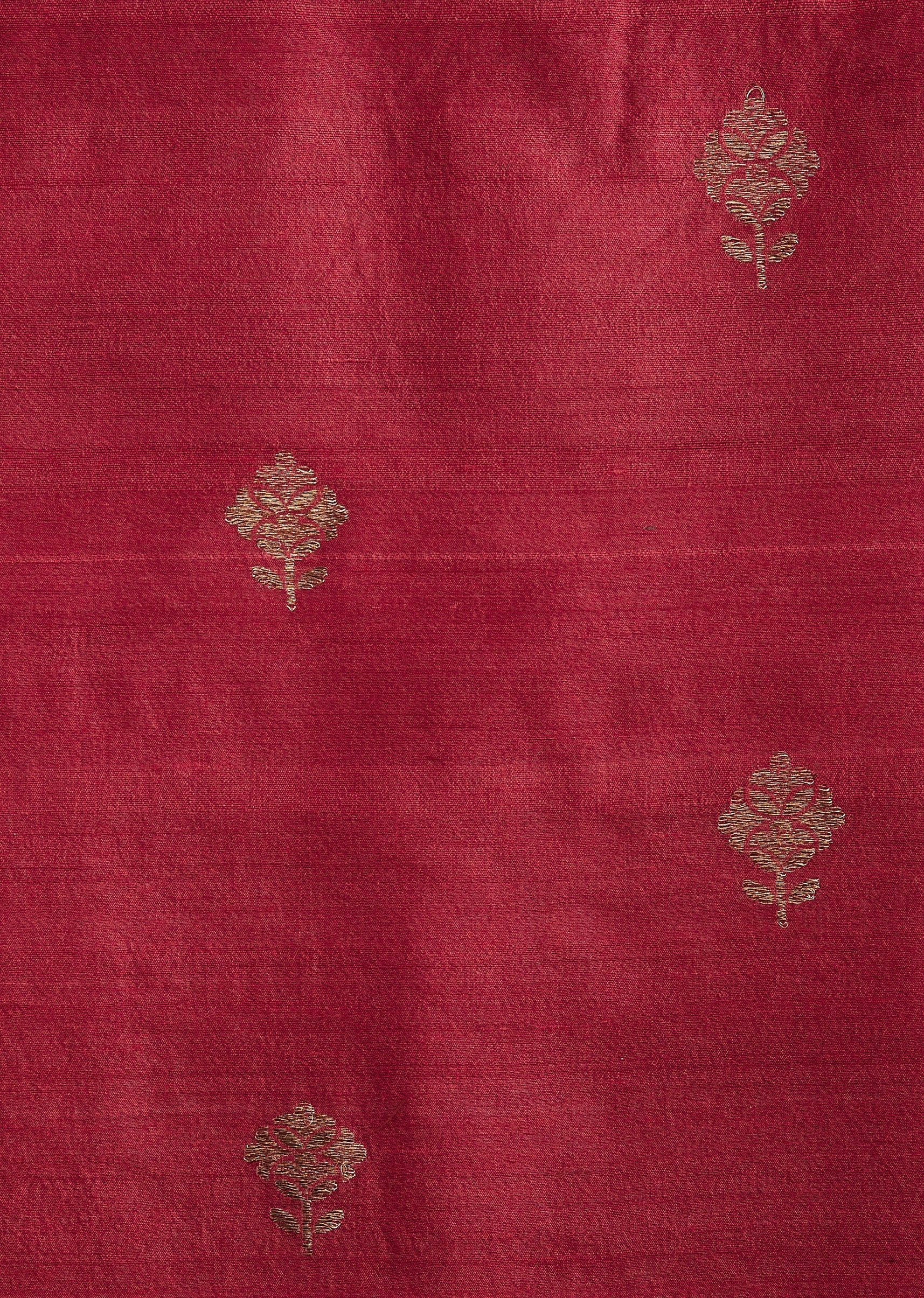 Red Banarasi Silk Unstitched Suit Set - Image 2