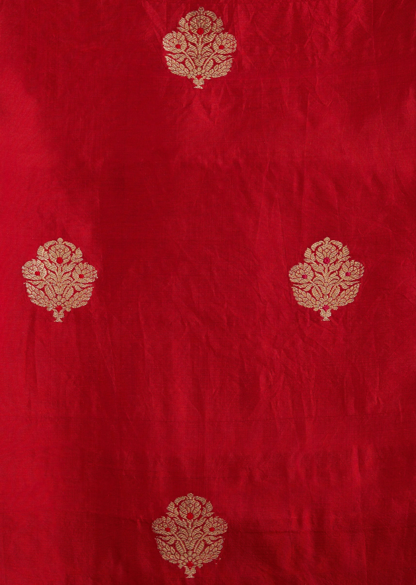 Red Banarasi Silk Unstitched Suit Set With Dupatta - Image 2