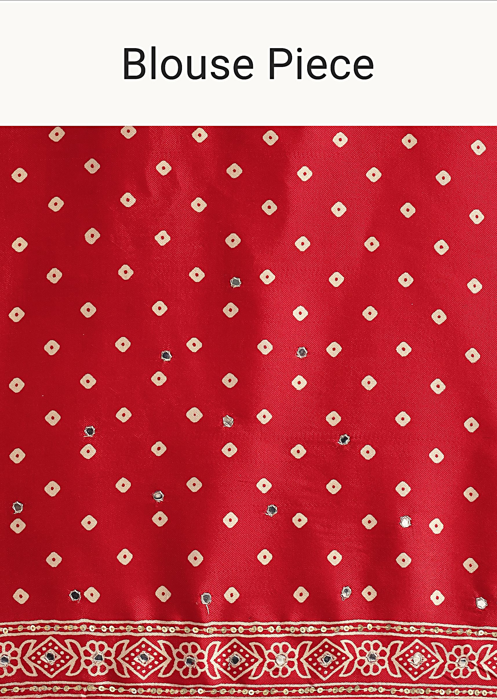 Red Chevron Printed Satin Saree - Image 10