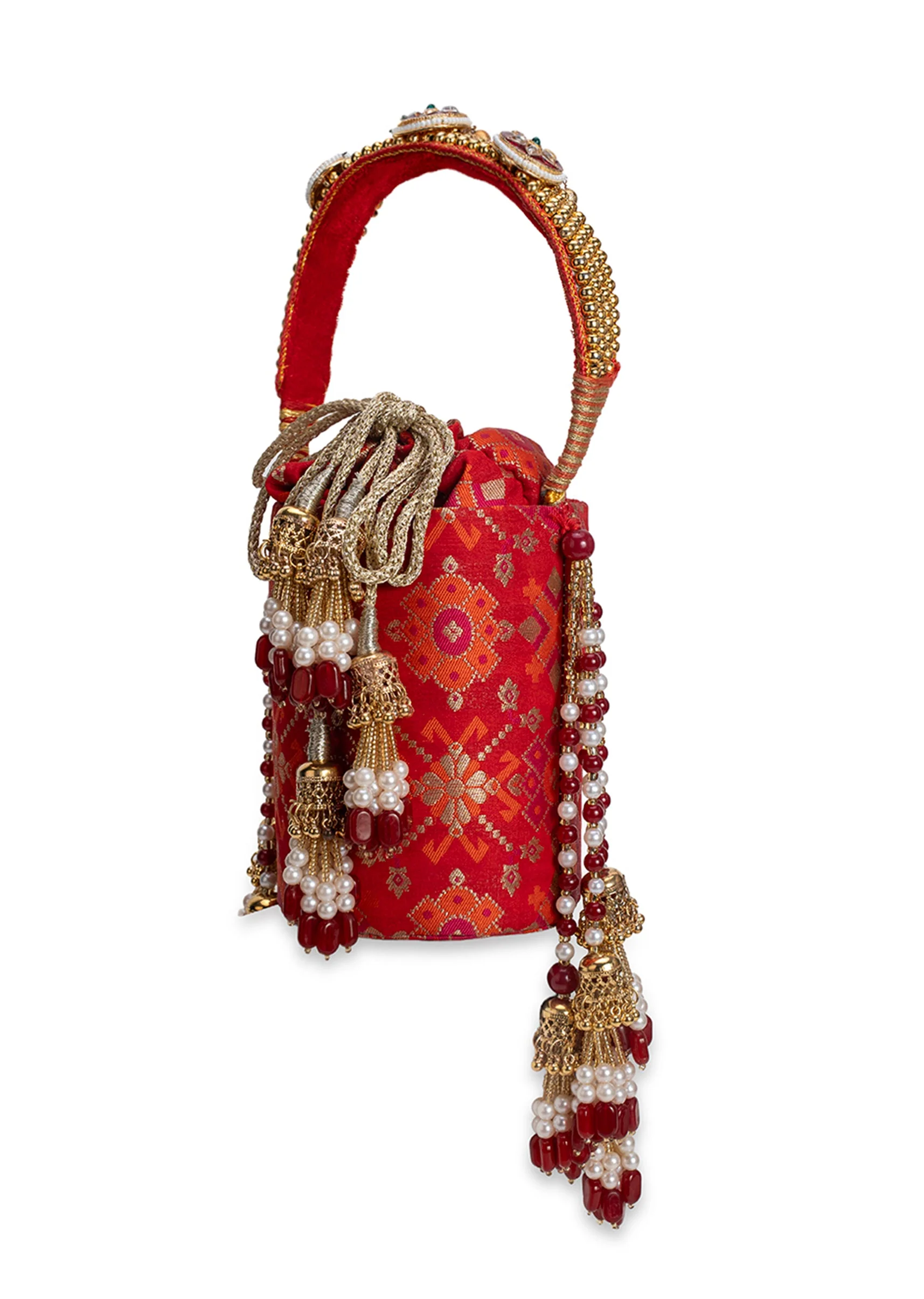 Red Cotton Potli Bag - Image 4