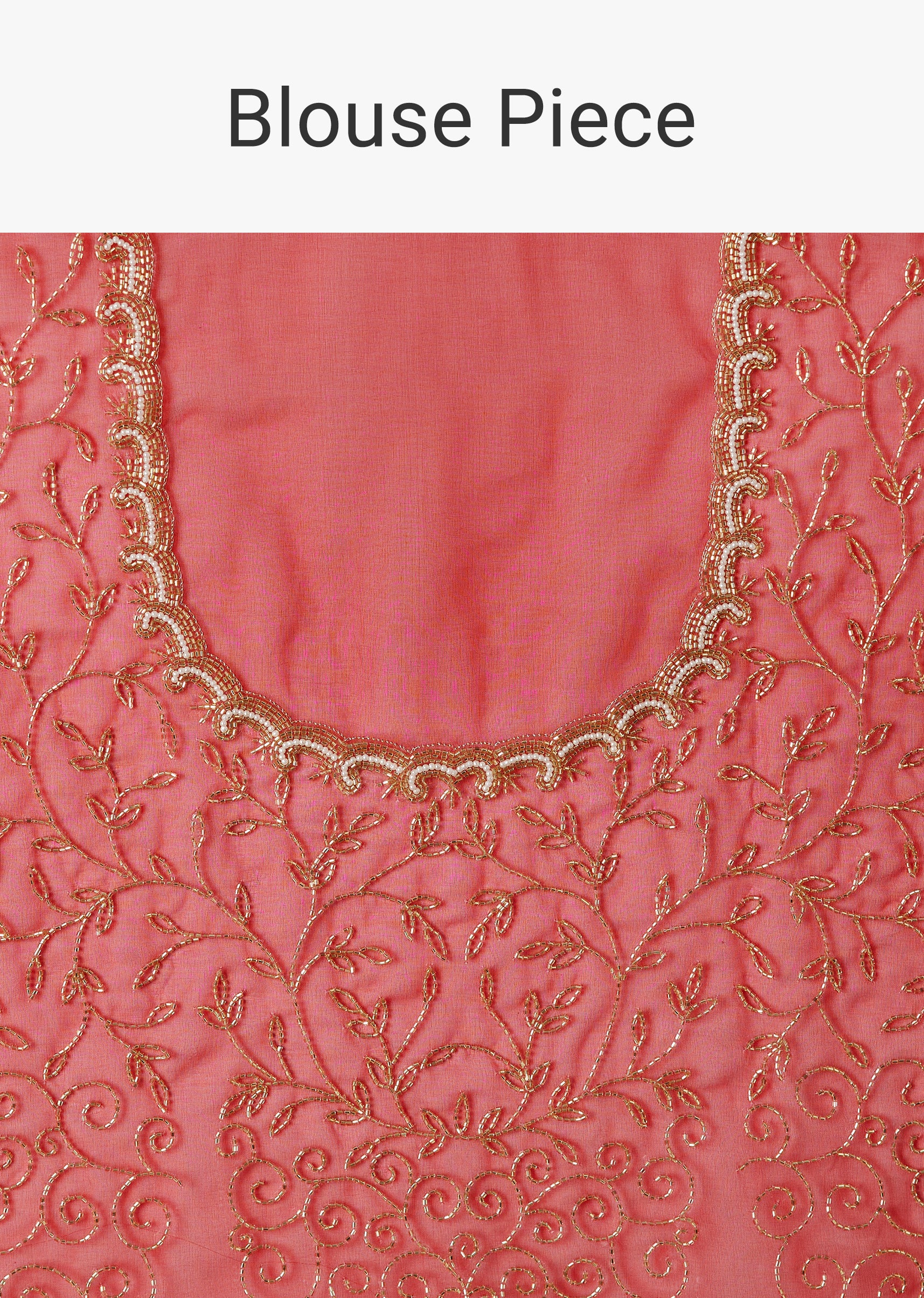 Red Cut Work Organza Saree With Unstitched Blouse - Image 10