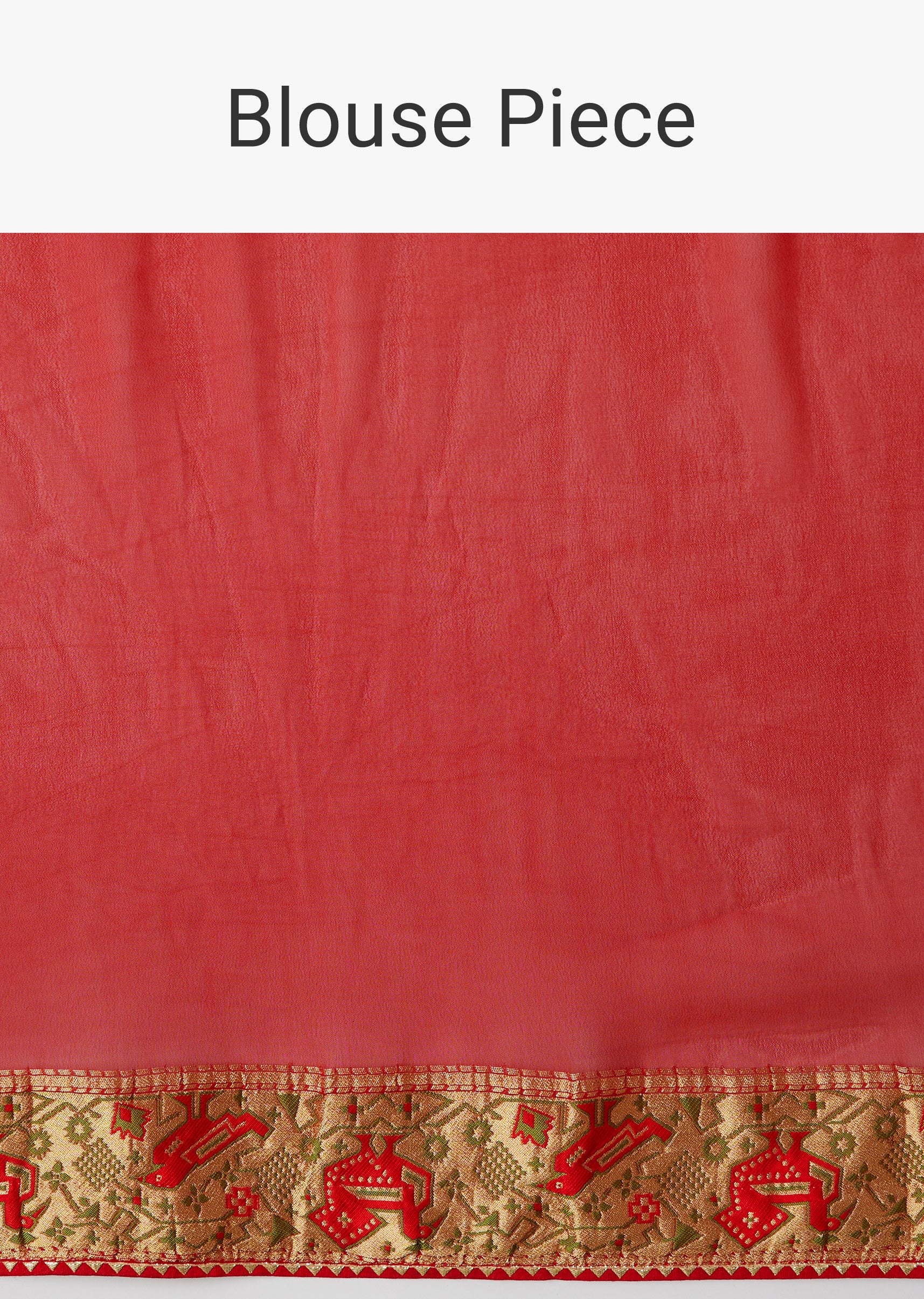 Red Dola Silk Bandhani Saree With Multicolor Animal Motifs And Gota Border - Image 10