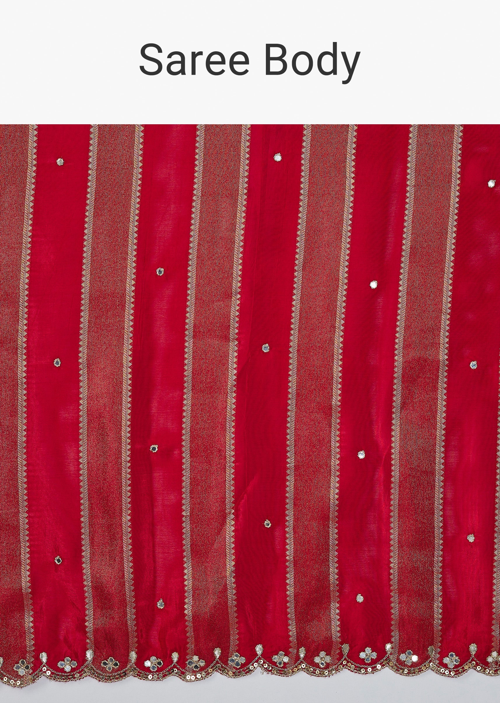 Red Dola Silk Lehriya Saree - Image 9