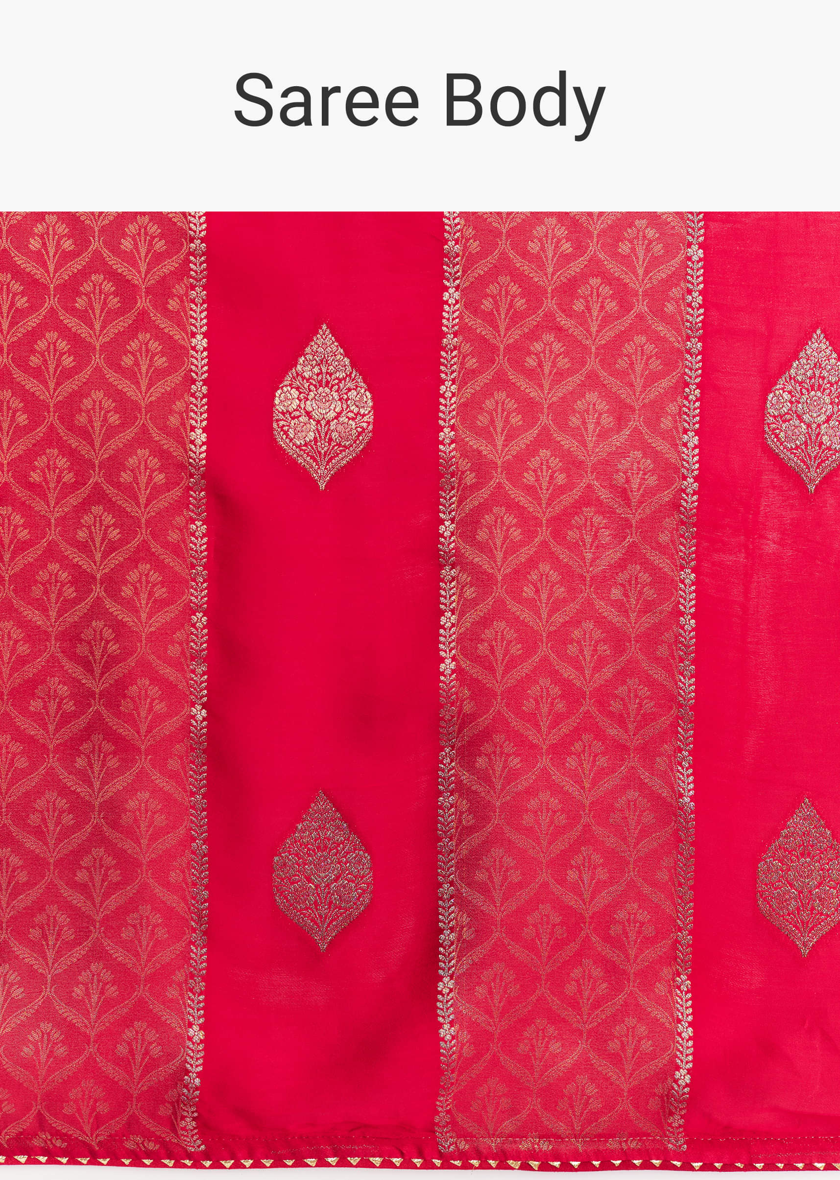 Red Dola Silk Saree With Gota Patti Woven Motifs - Image 9