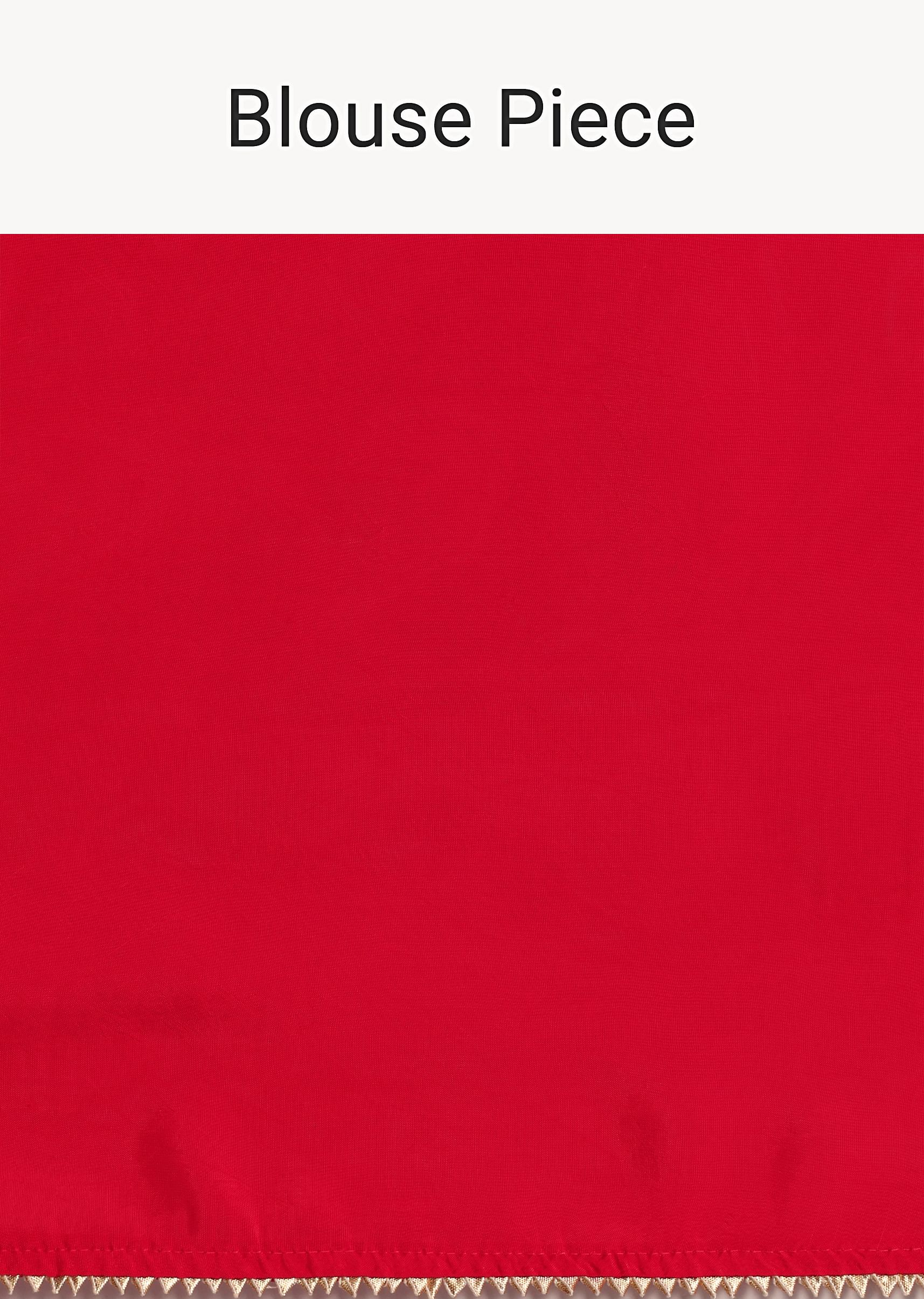 Red Dola Silk Woven Leheriya Saree With Gotta Patti Border - Image 10