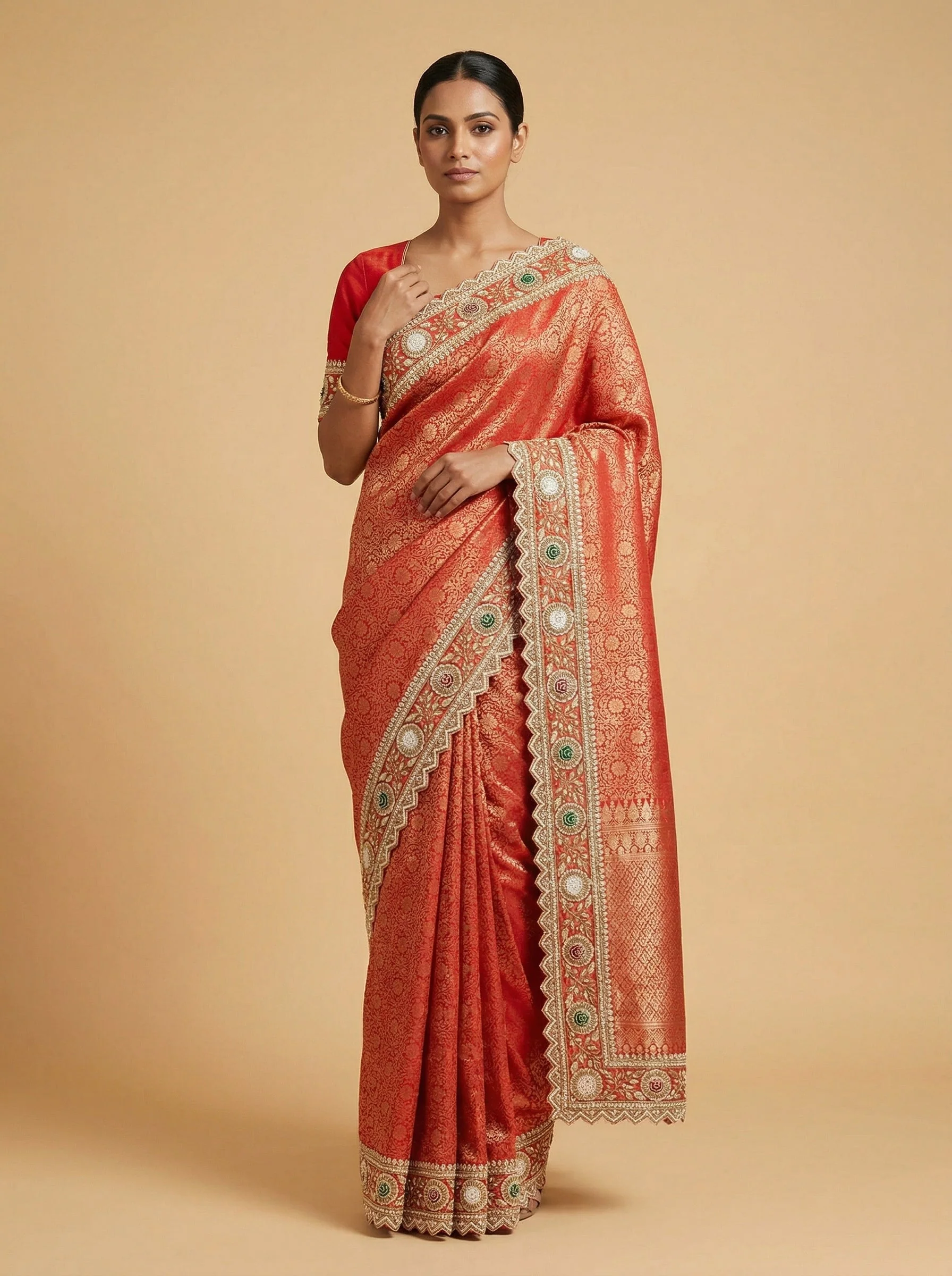 Red Electric Embroidered Saree