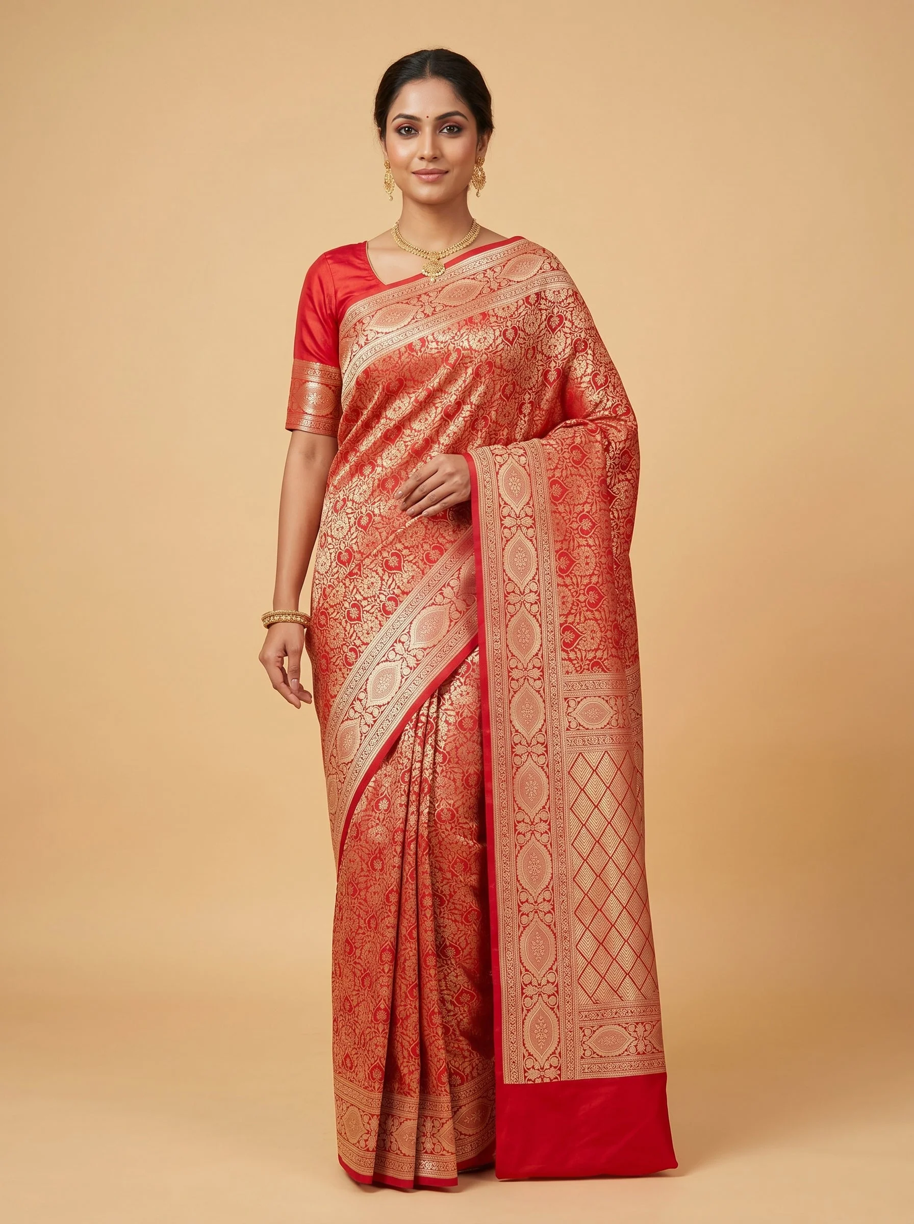 Red Eternal Grace Handloom Saree
