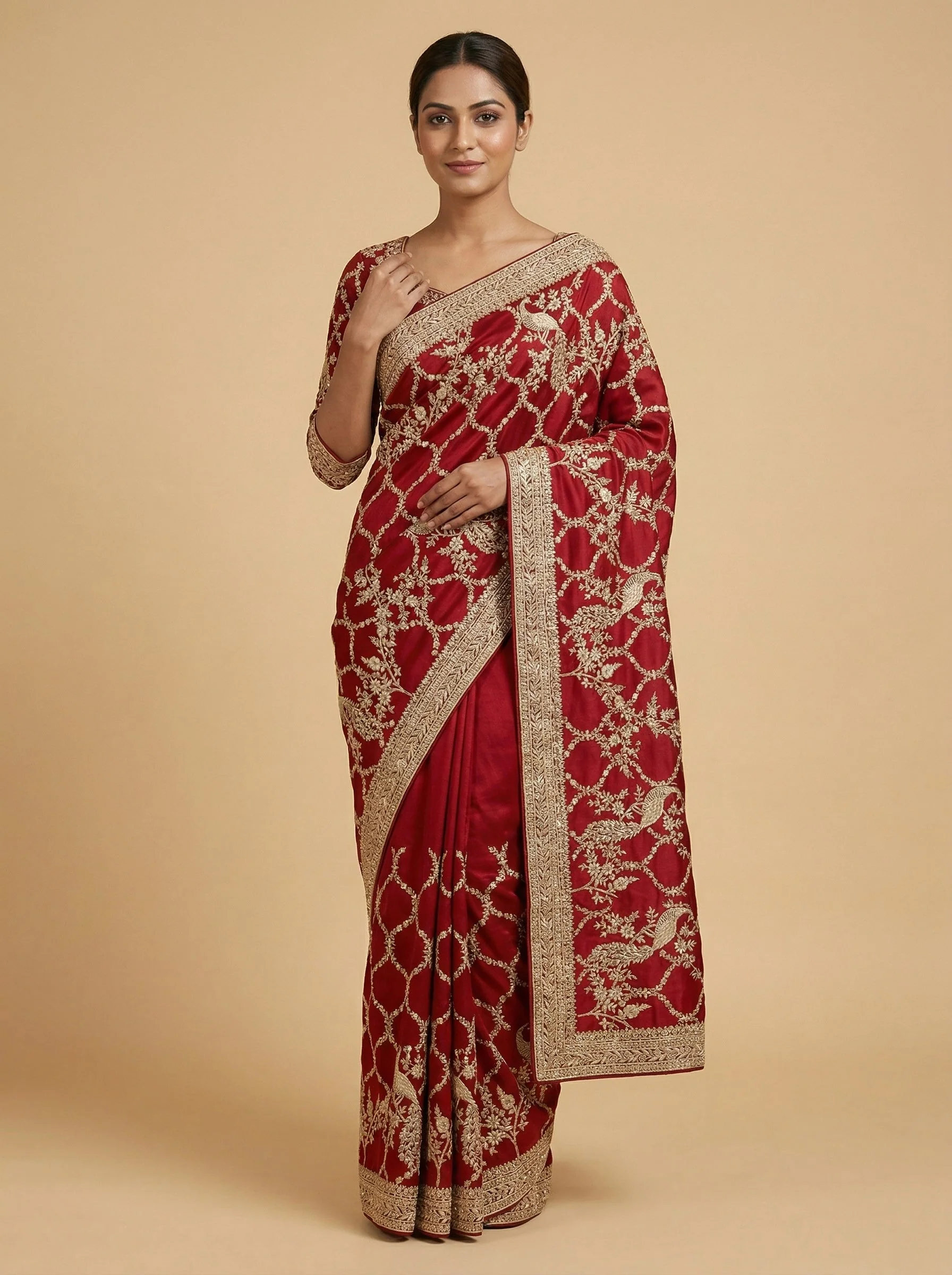 Red Fervent Embroidered Saree