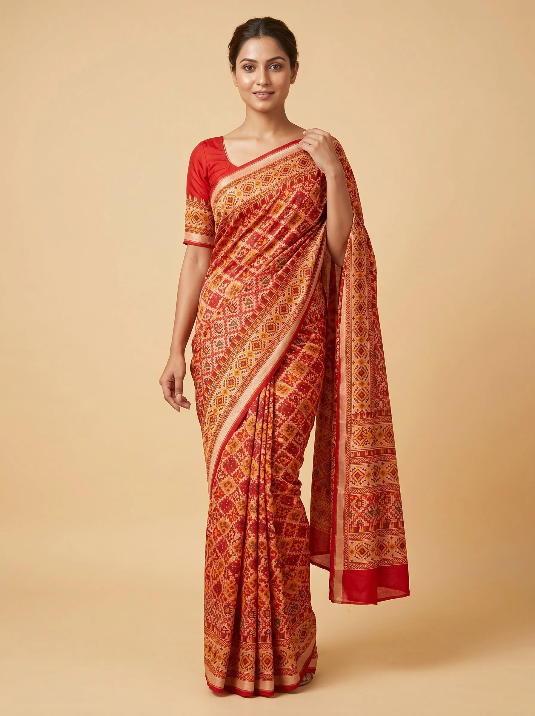 Red Fierce Tone Handloom Saree