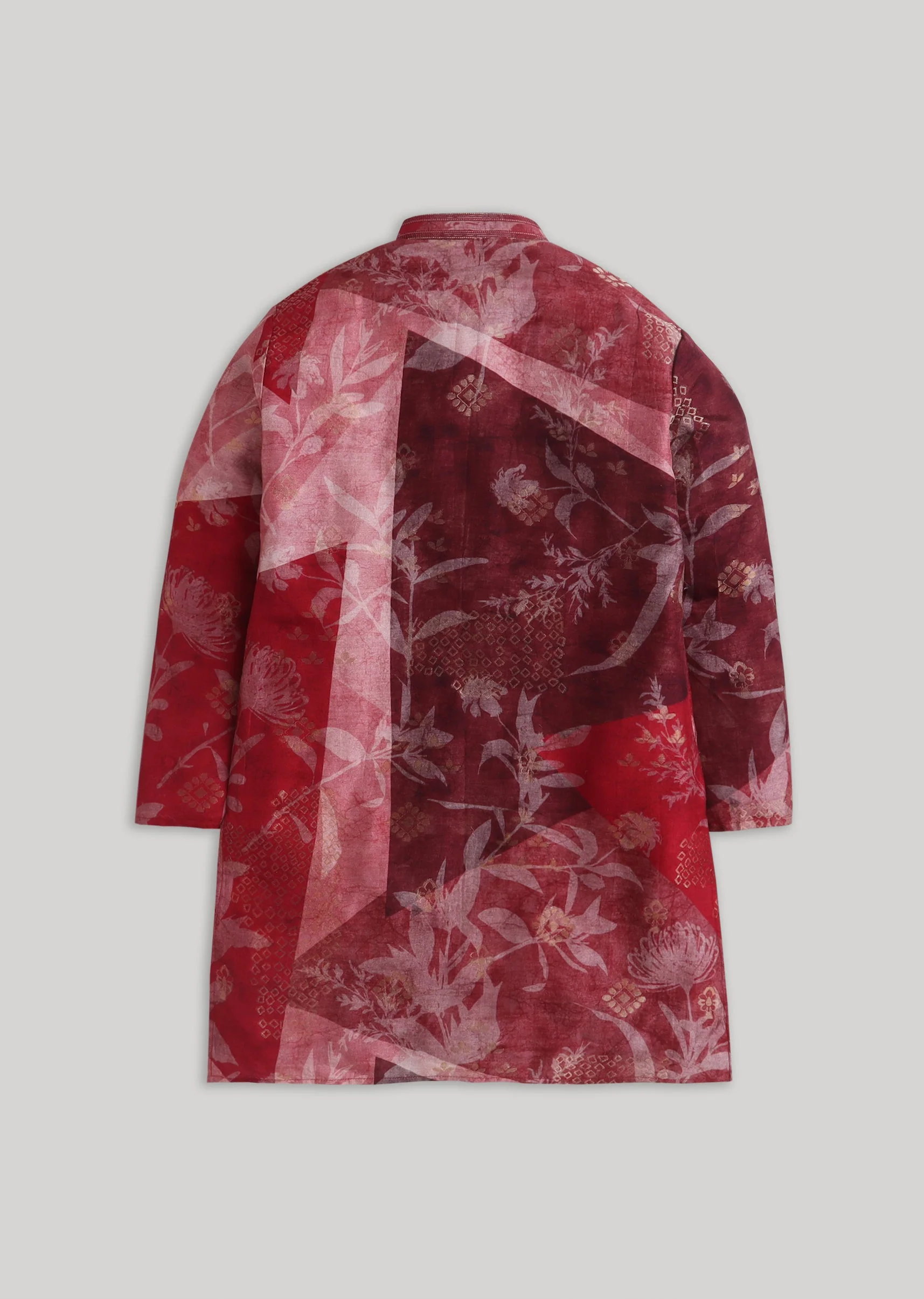 Red Floral Cotton Kurta Set With Color Pop - Image 3