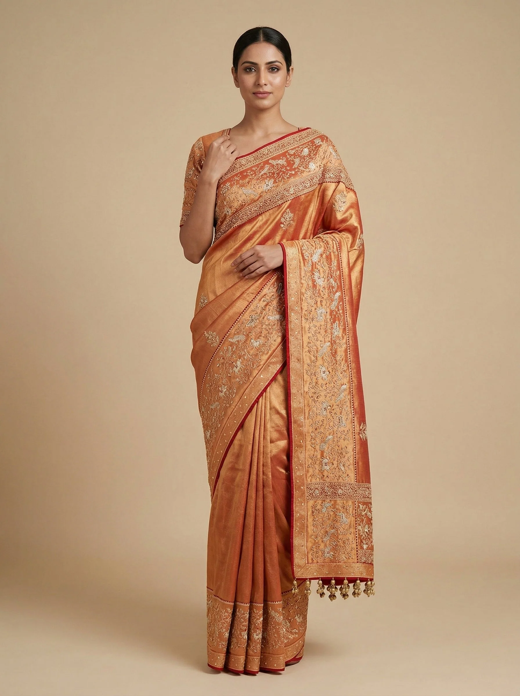 Red Gold Regal Embroidered Saree