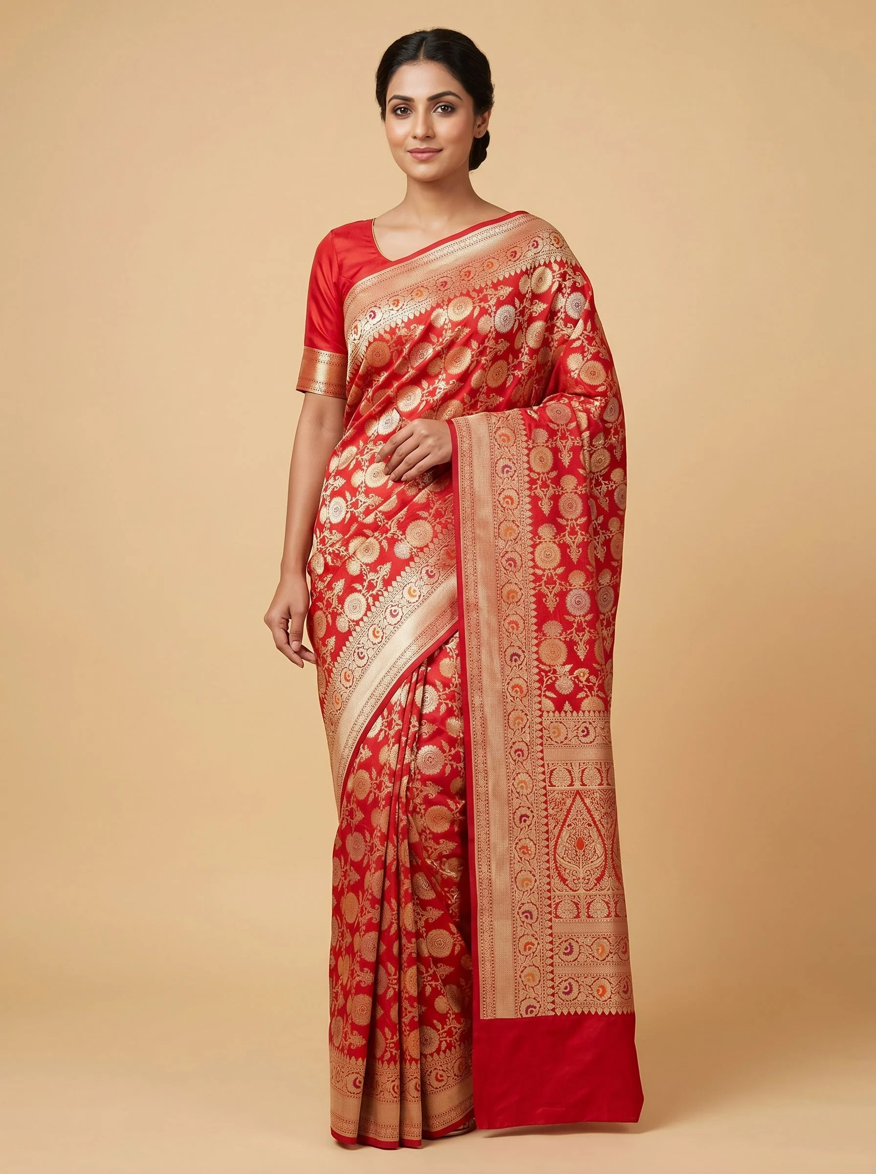 Red Handloom Saree with Timeless Weave