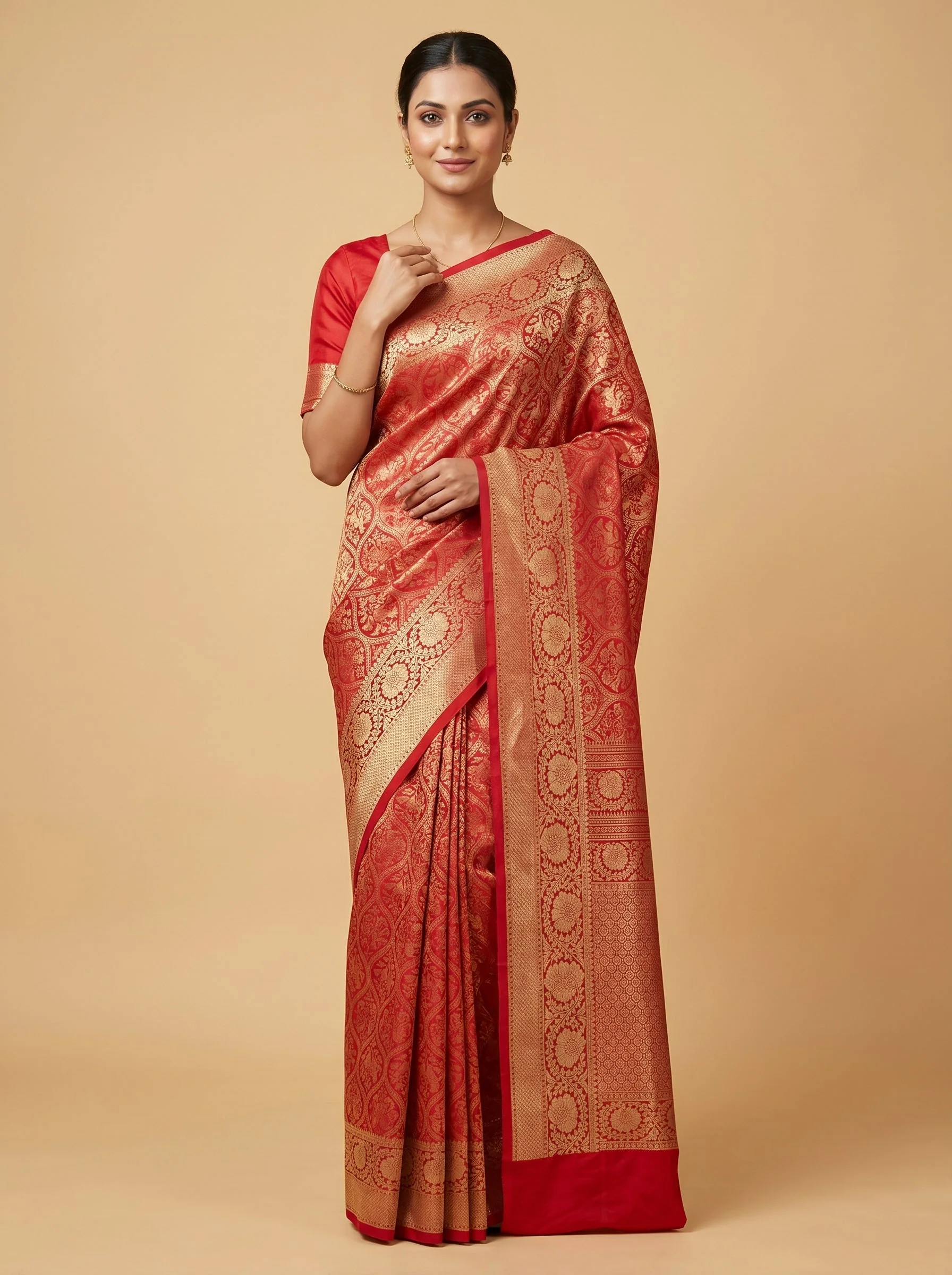 Red Heritage Weave Handloom Saree