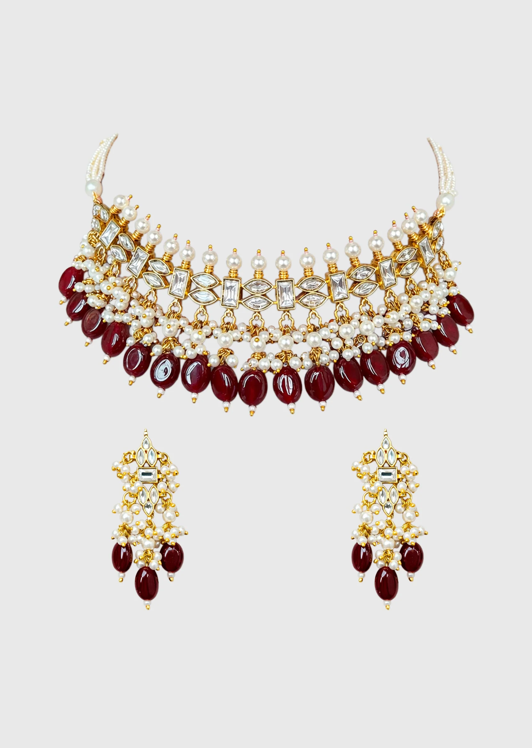 Red Kundan Necklace Set