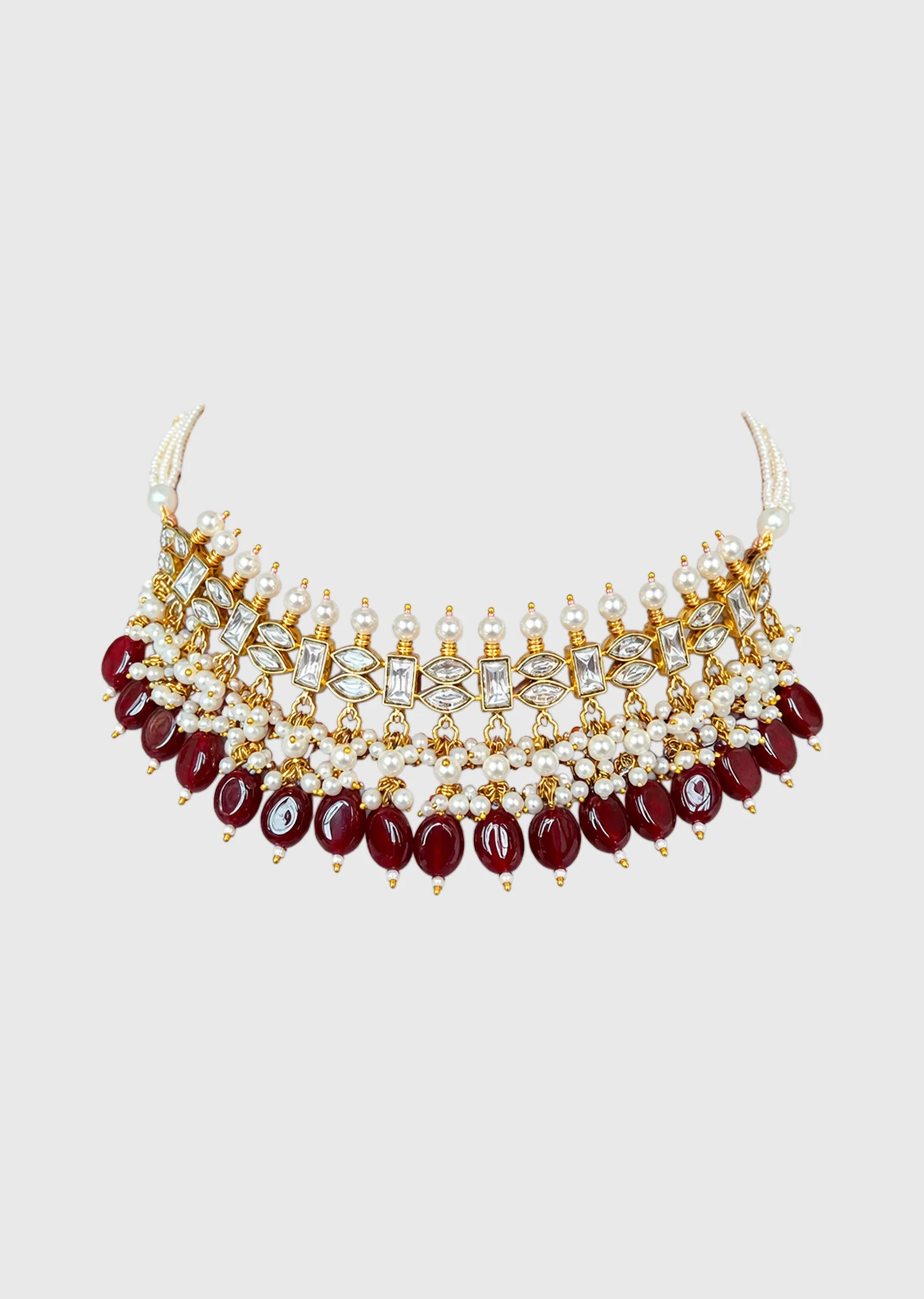 Red Kundan Necklace Set - Image 2