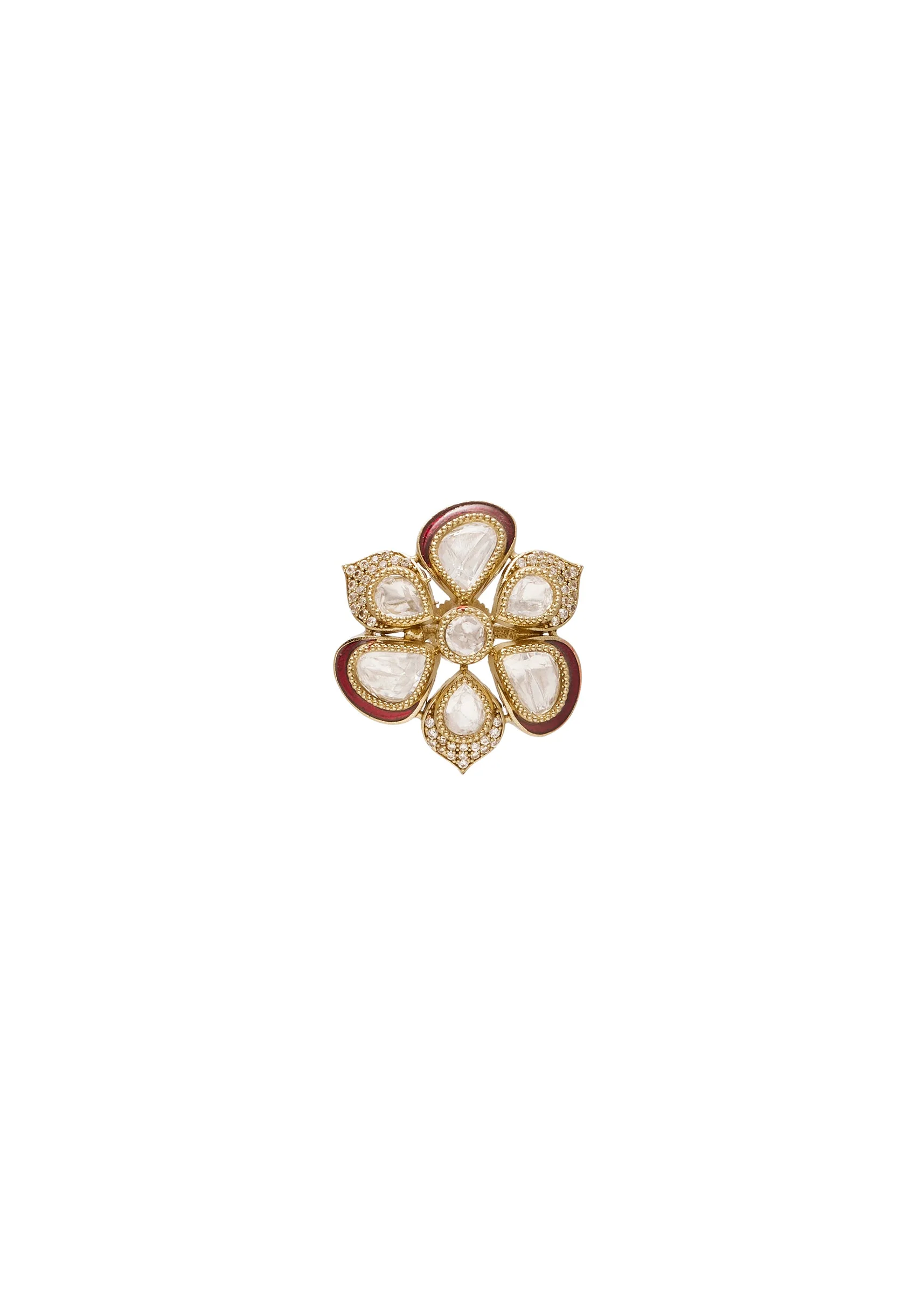 Red Kundan Traditional Earrings - Image 3