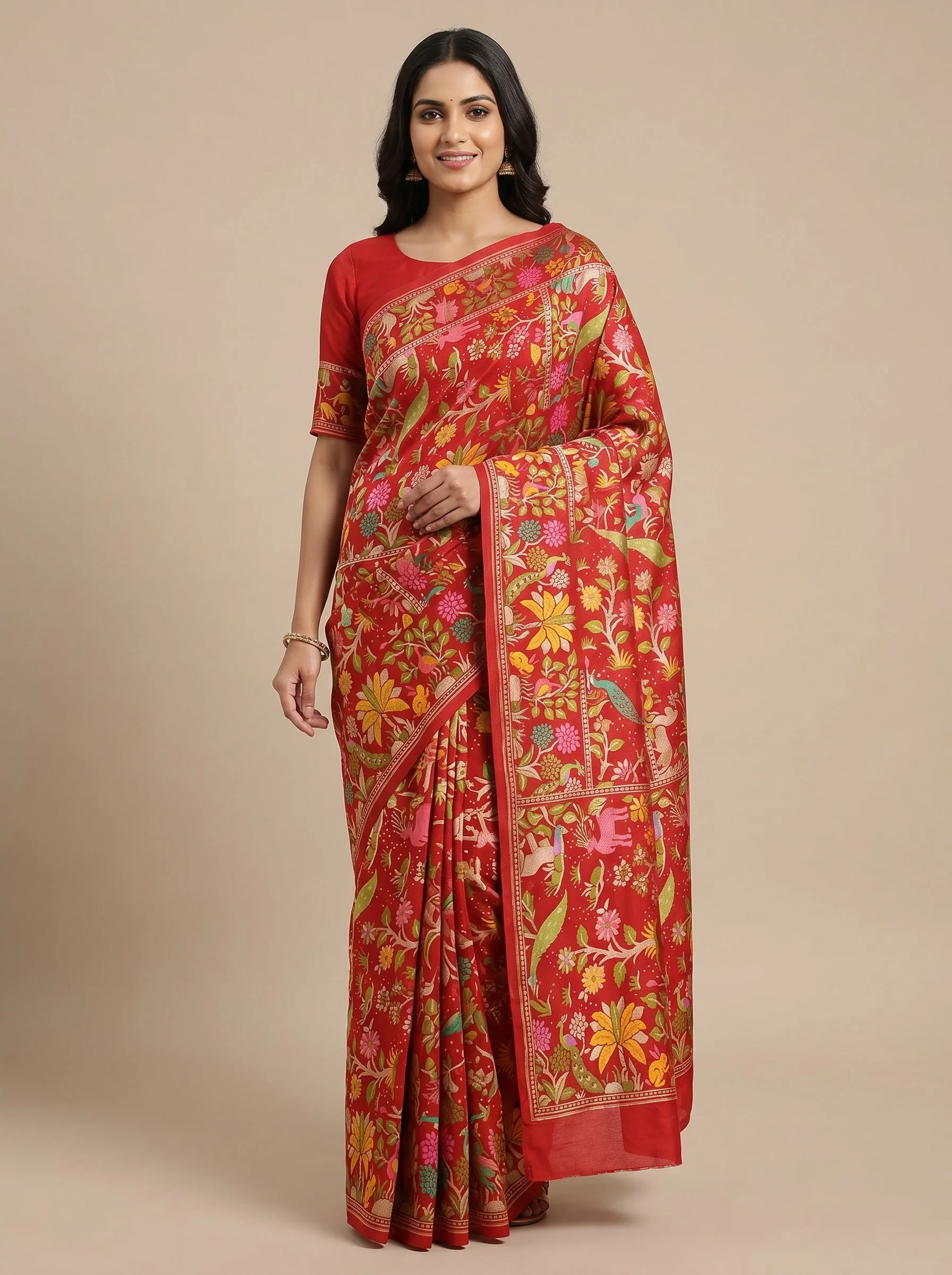 Red Lasting Bandhani Saree