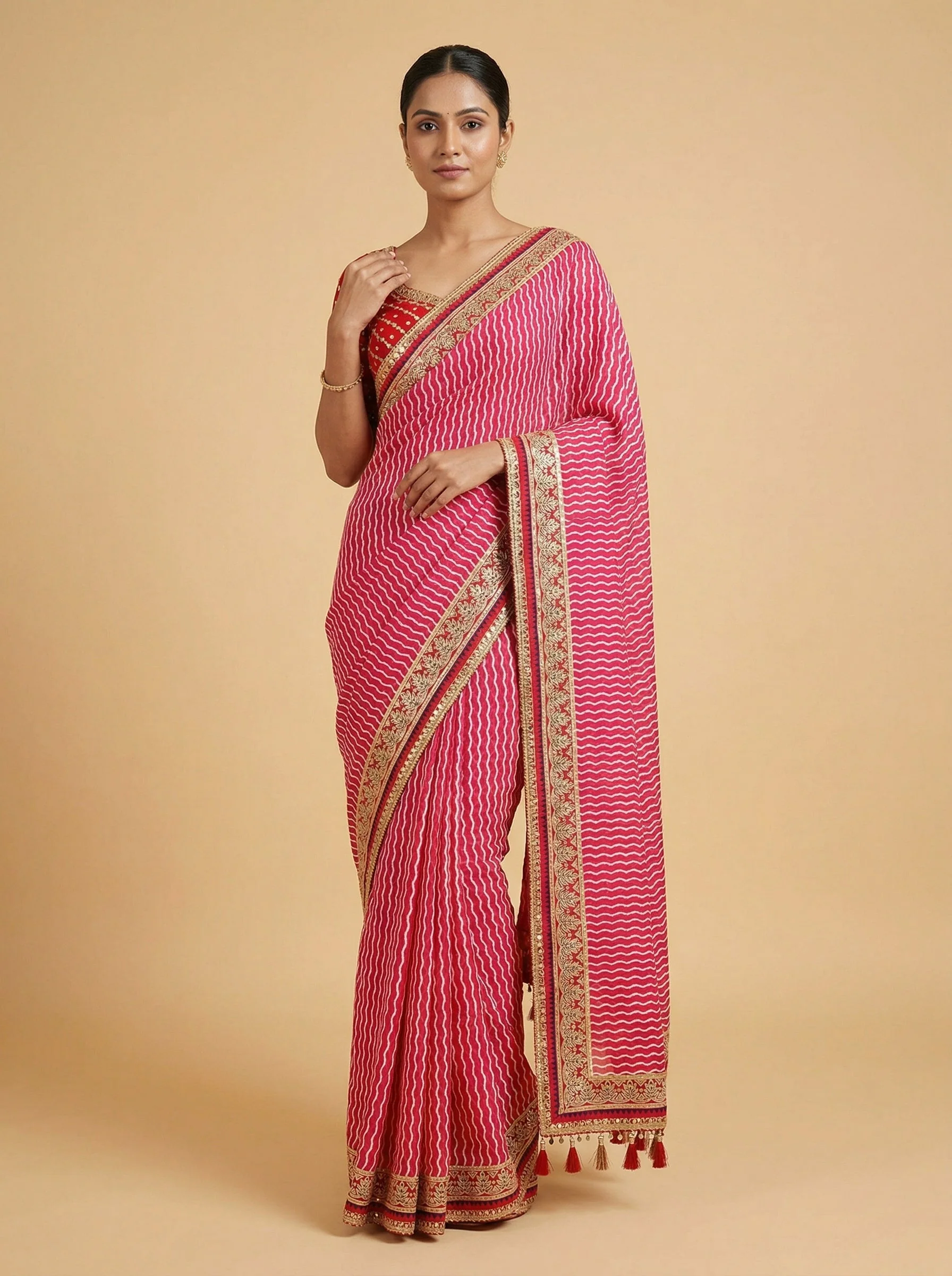 Red Magnetic Embroidered Saree