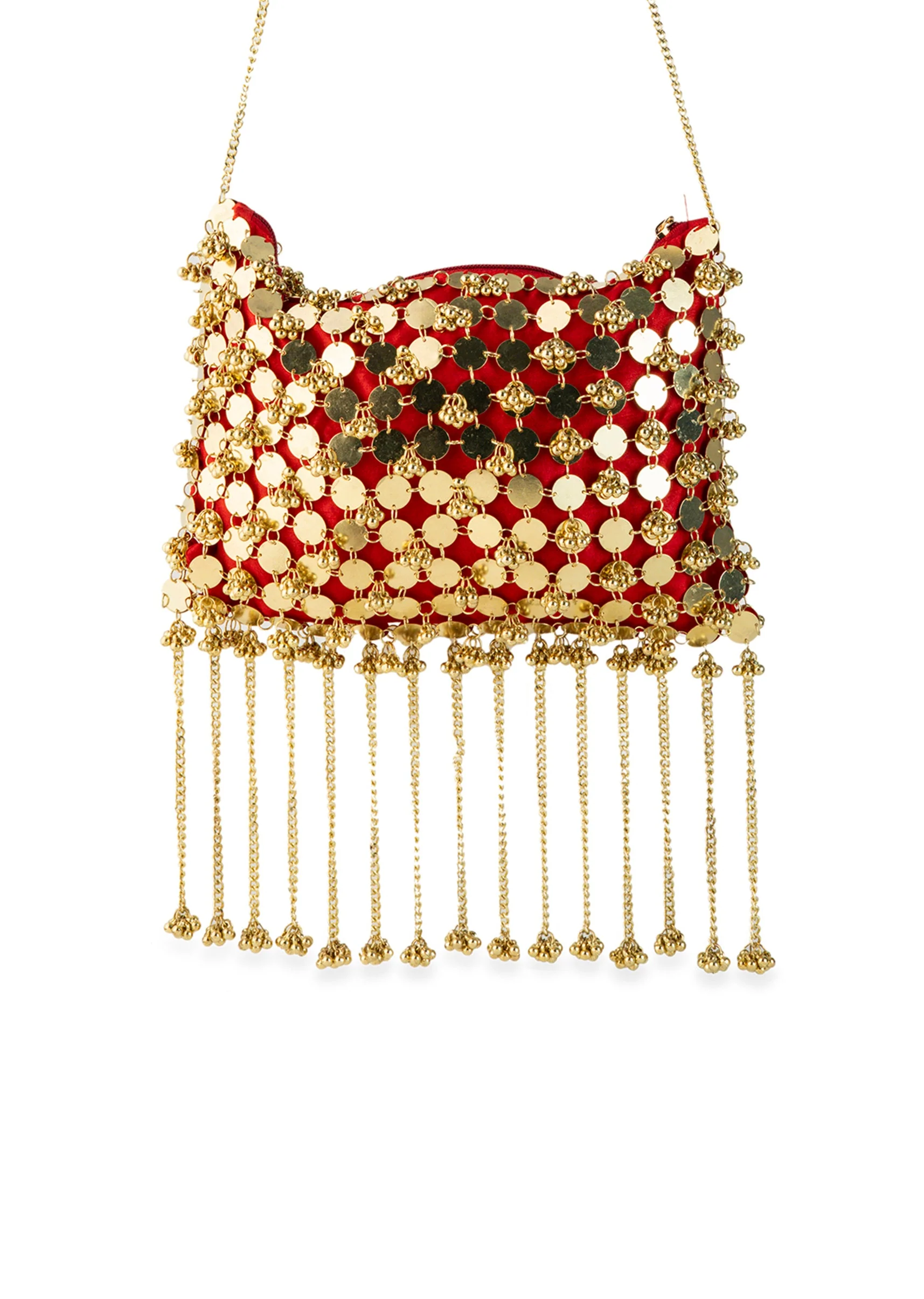 Red Mirror Disc Tassel Bag - Image 4