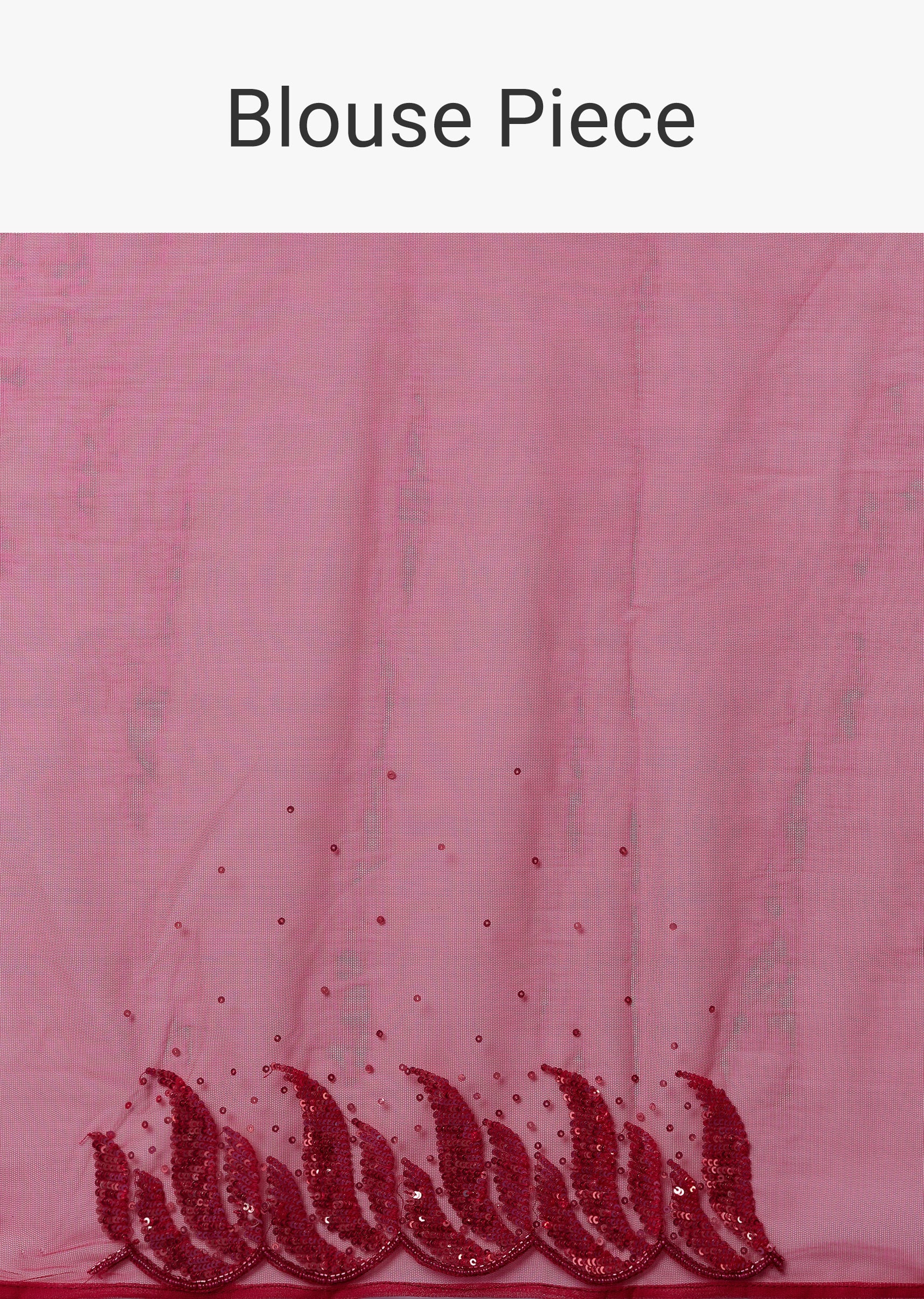 Red Net Saree With Beads And Sequin Embroidery - Image 10