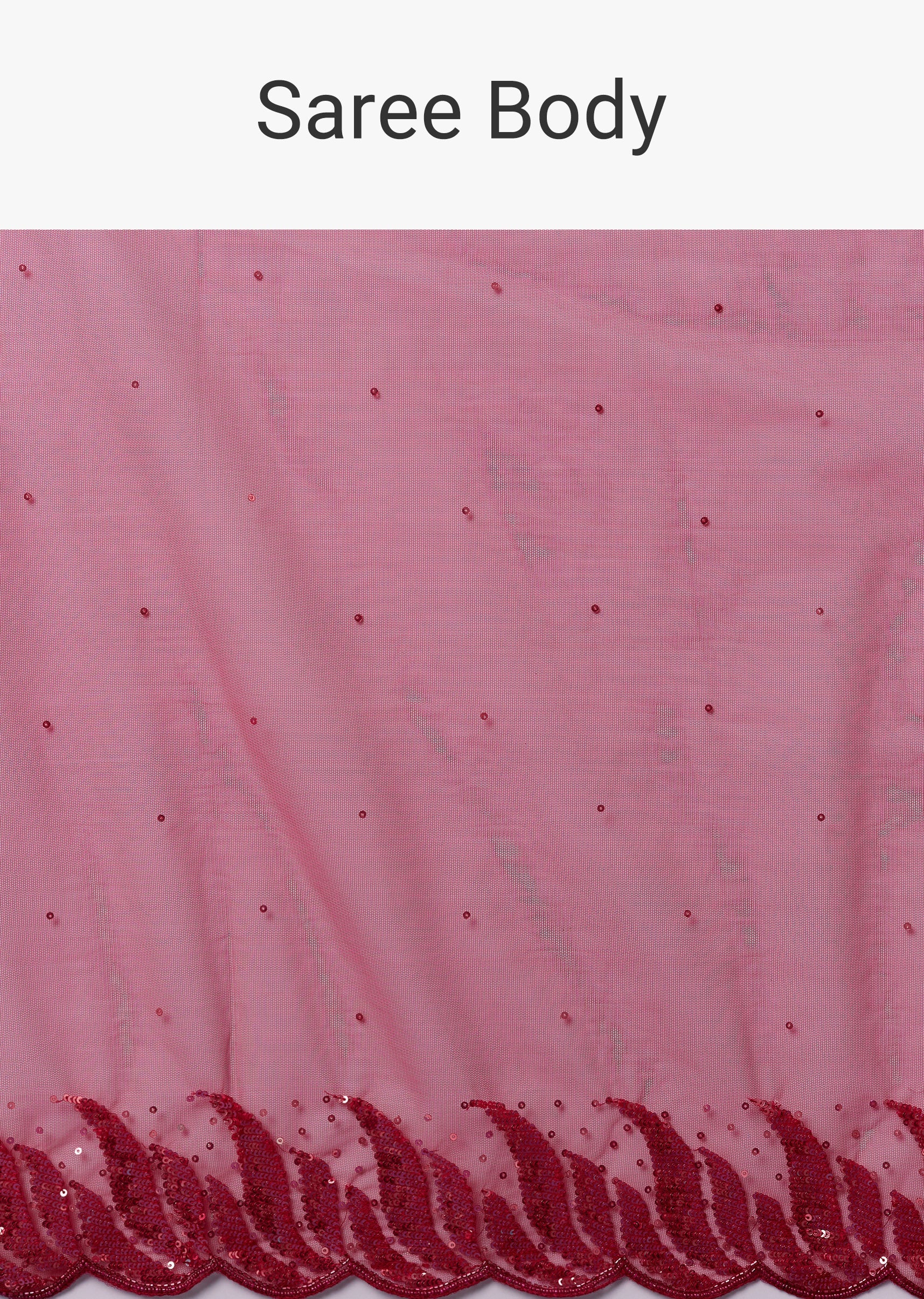 Red Net Saree With Beads And Sequin Embroidery - Image 9
