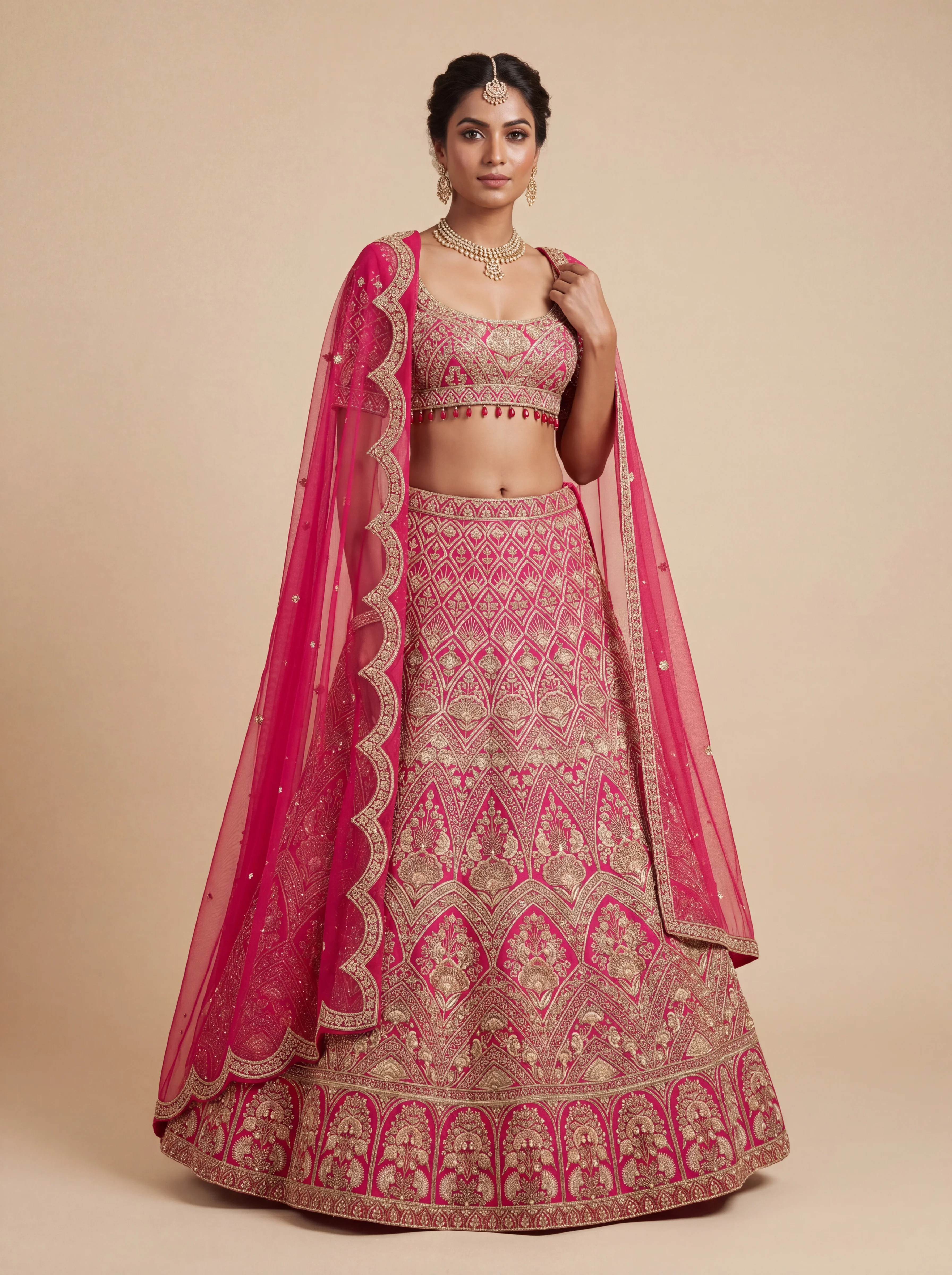 Red Pheras Bridal Lehenga With Pink Dupatta  Heavy Embroidery