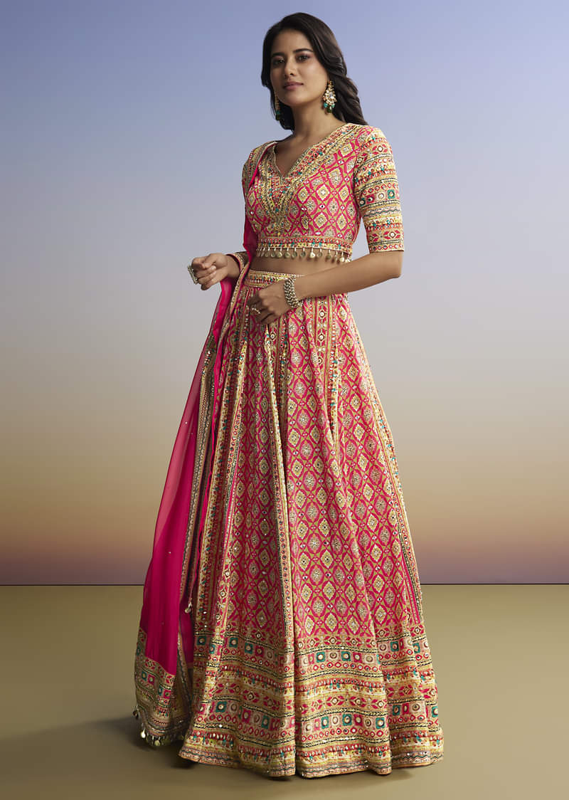 Red Printed Lehenga With Boho Charm - Image 4