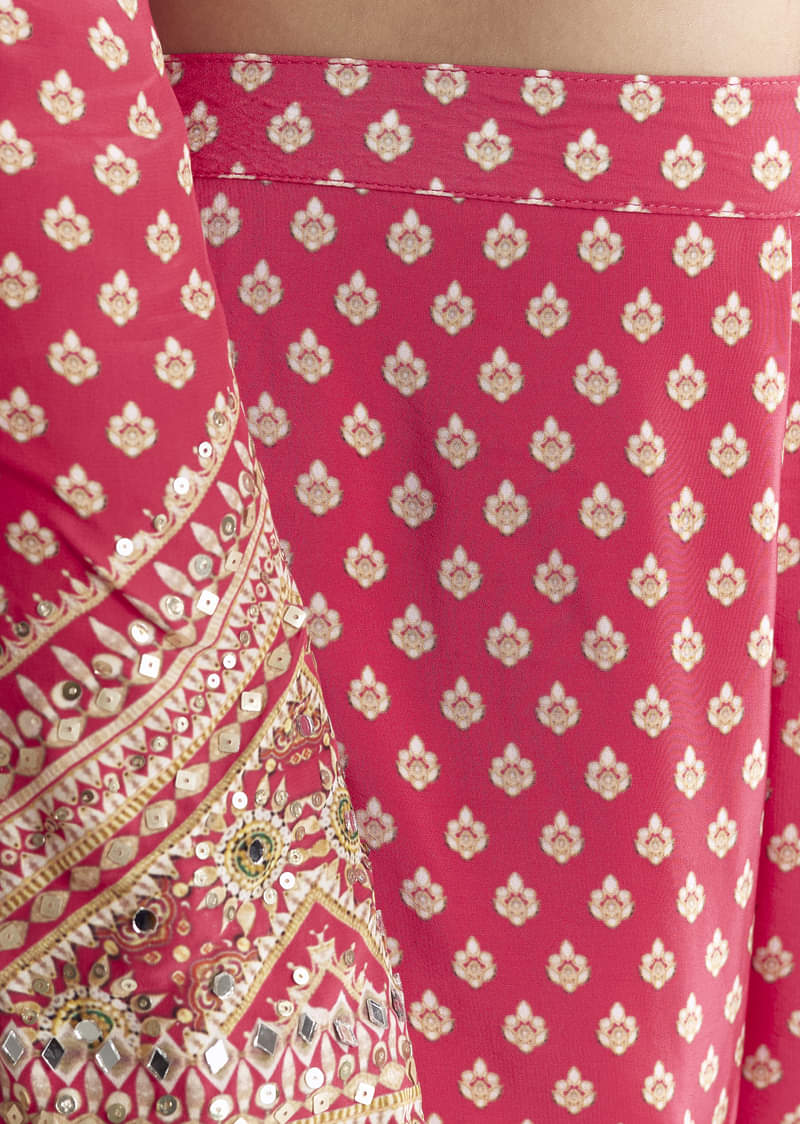 Red Printed Sharara Set - Image 5