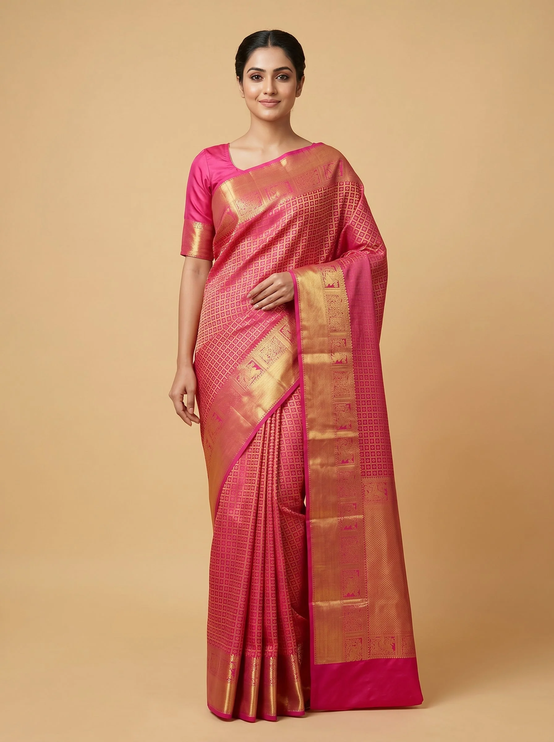 Red Rani Vibrant Blend Handloom Saree