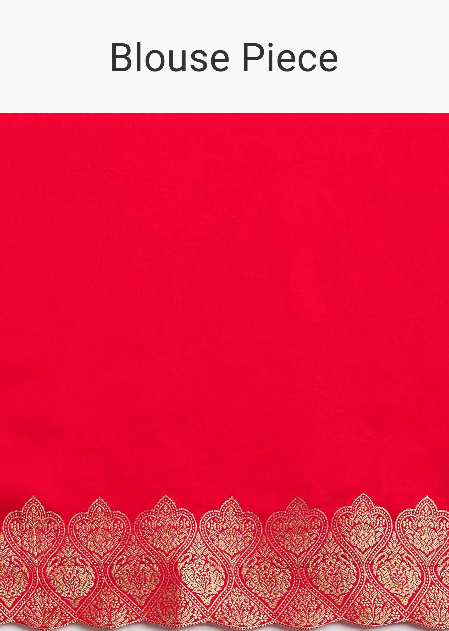 Red Satin Silk Butti Woven Saree With Scallop Brocade Border - Image 10