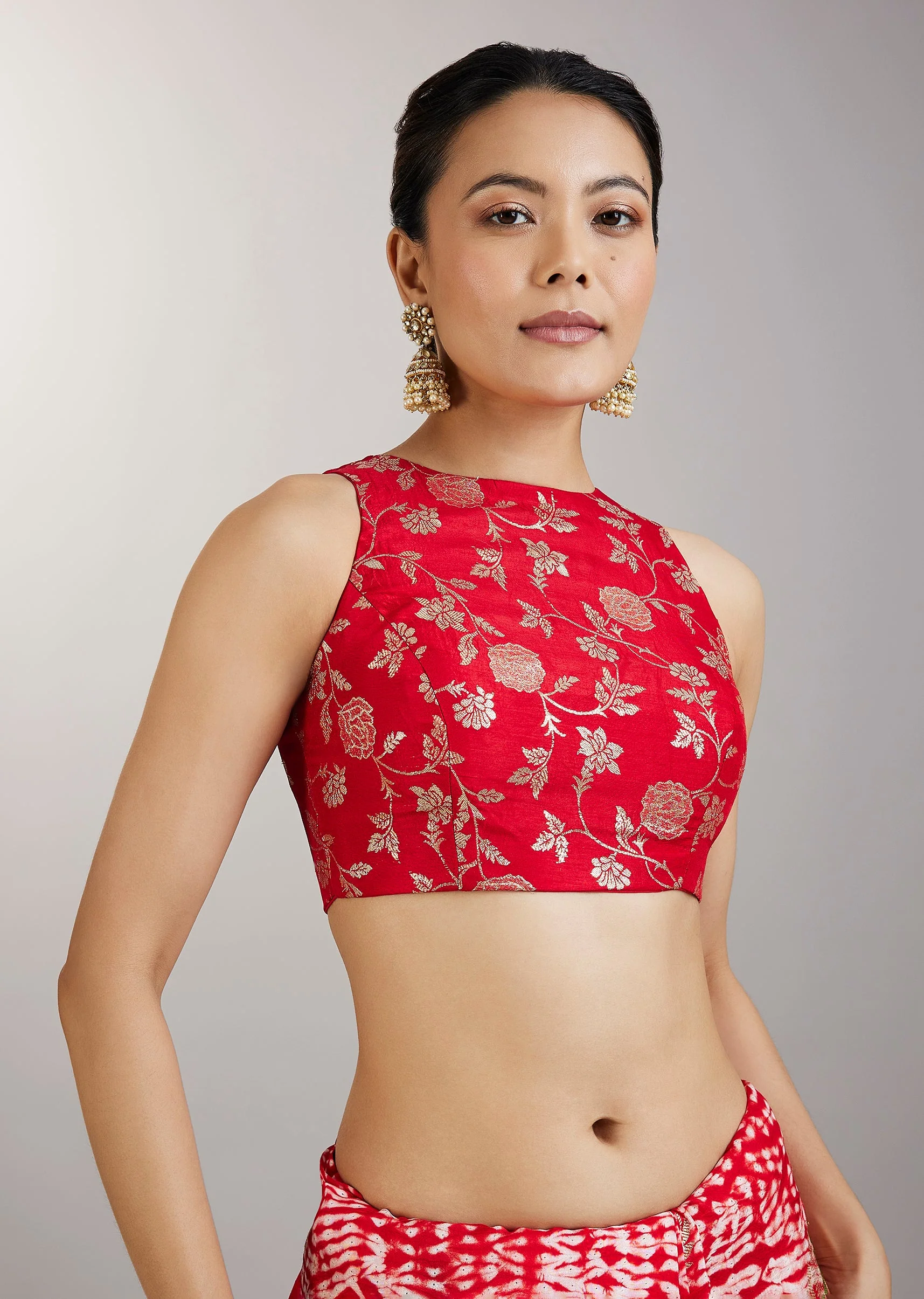 Red Shibori Printed Saree - Image 7