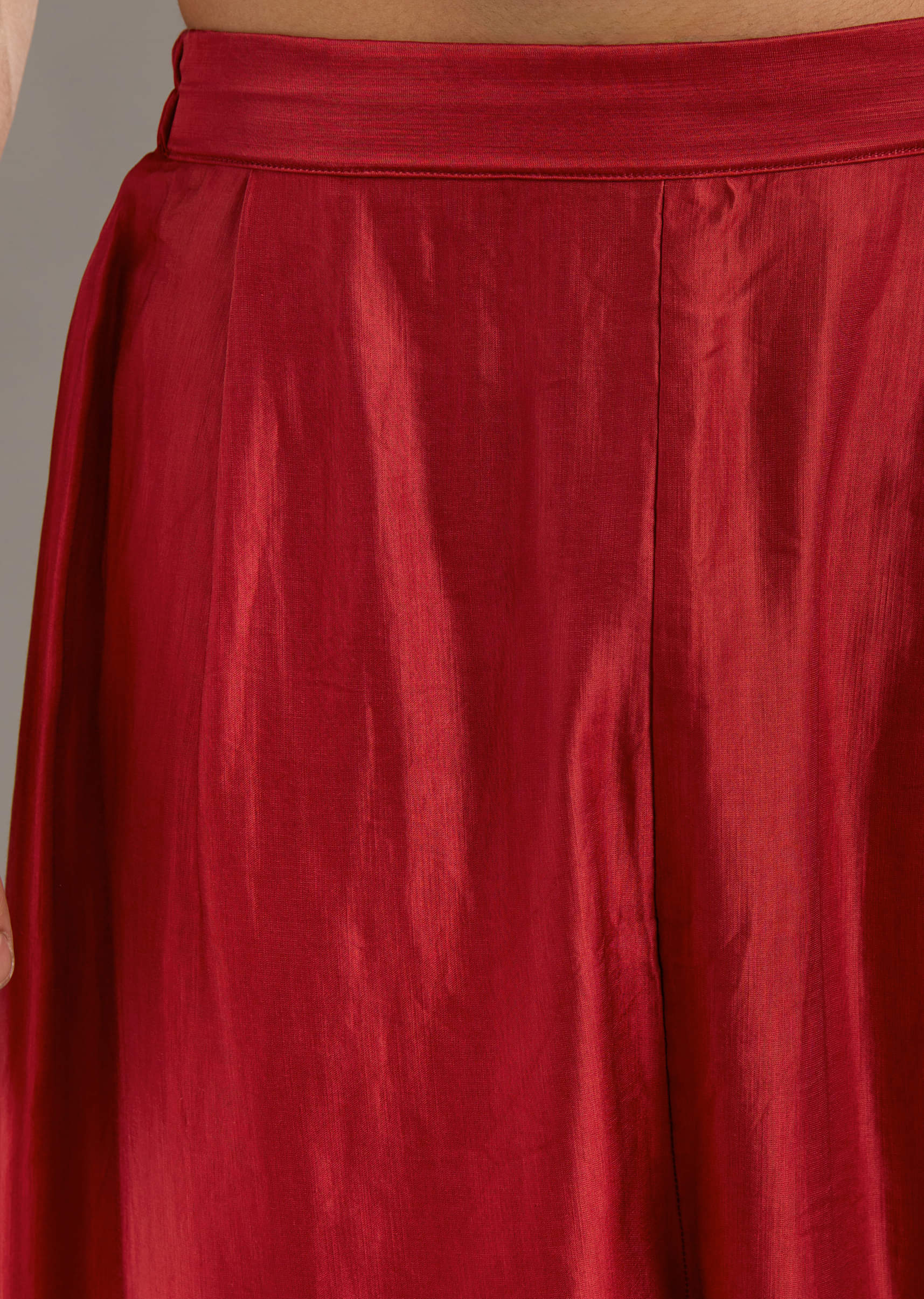 Red Silk Kurta Set For Men With Handwoven Jacquard Work - Image 6