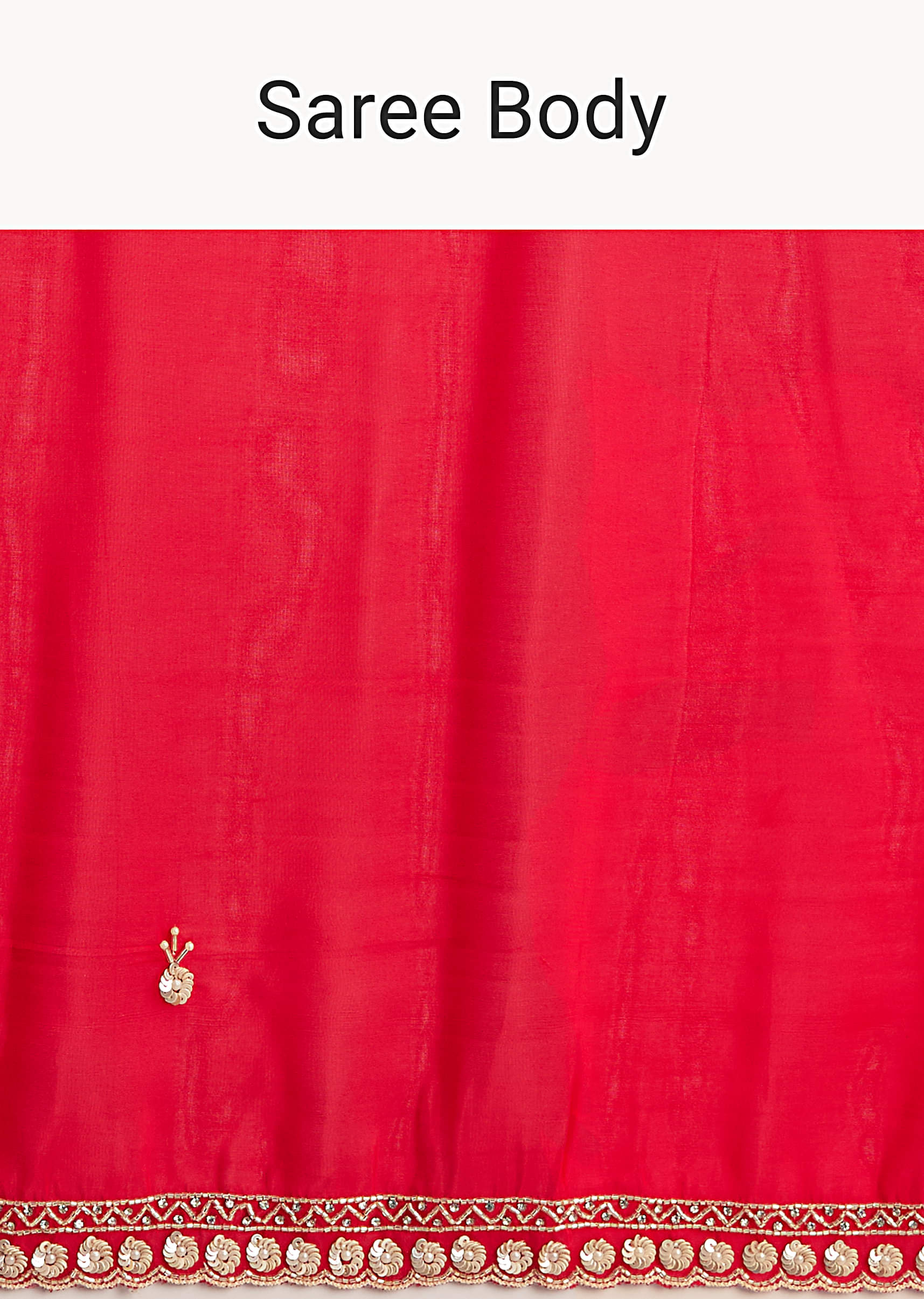 Red Silk Saree With Stone And Cutdana Embroidery - Image 8
