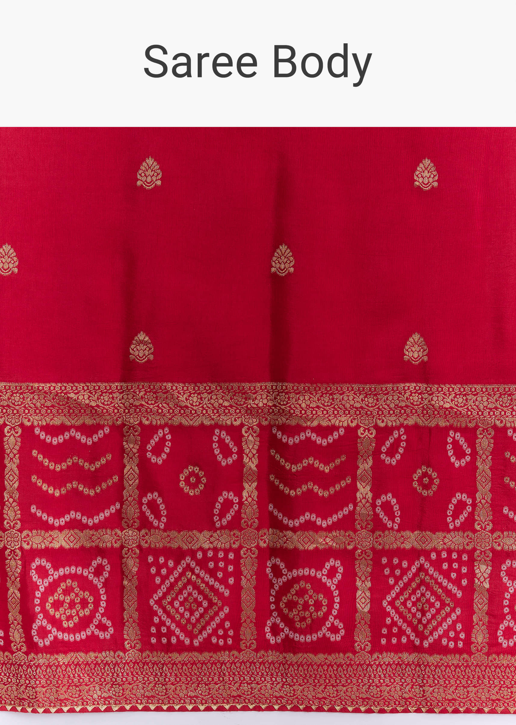 Red Silk Woven Saree With Booti Work And Bandhani Motifs - Image 9