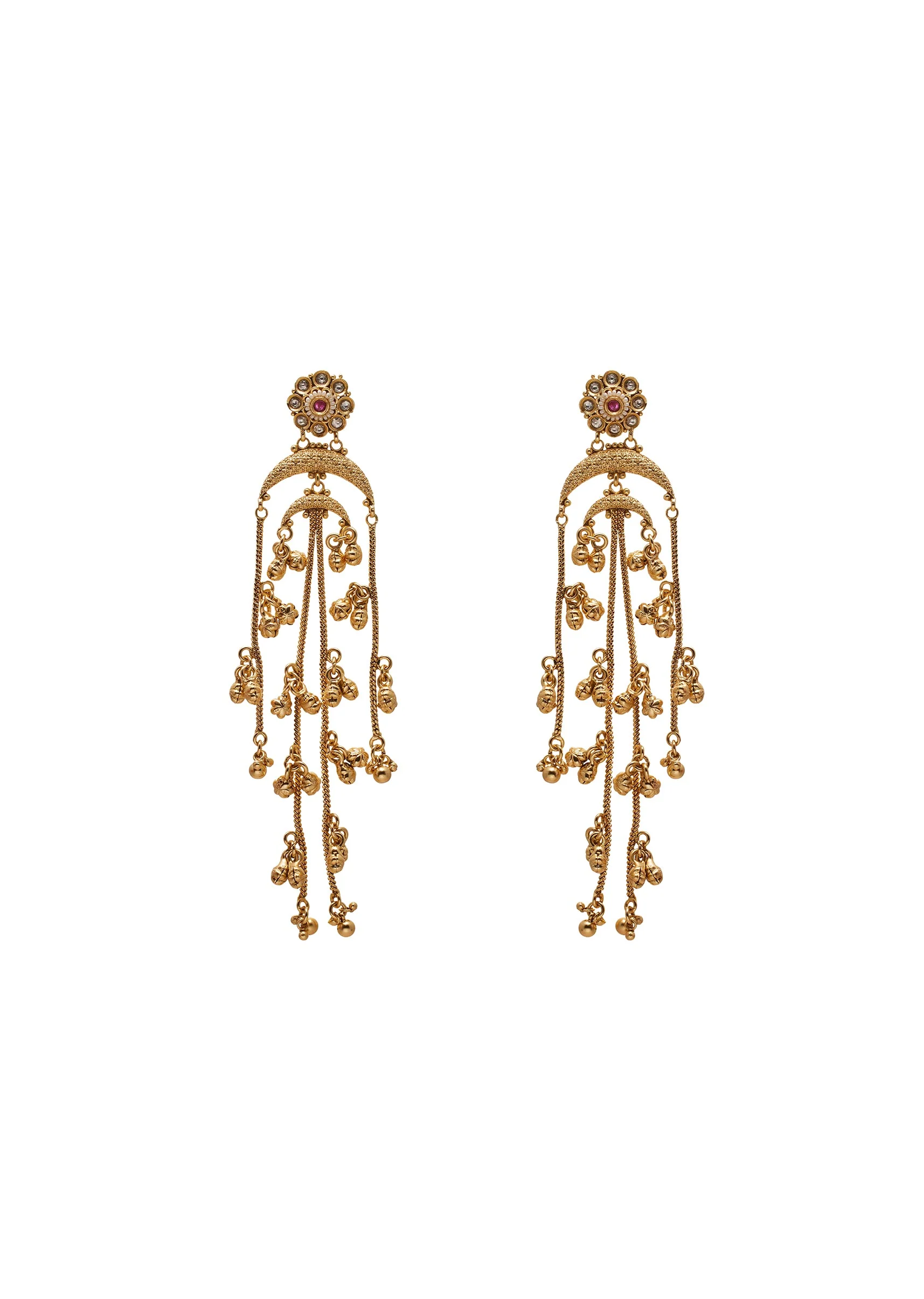 Red Stone Long Dangler Earrings
