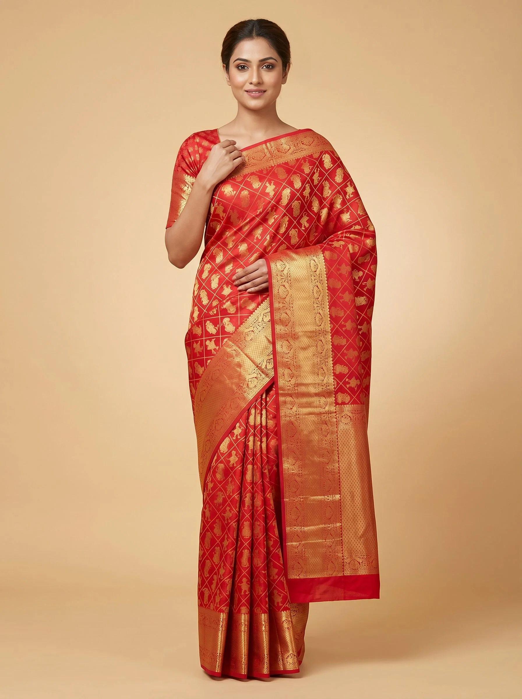 Red Strong Finish Handloom Saree