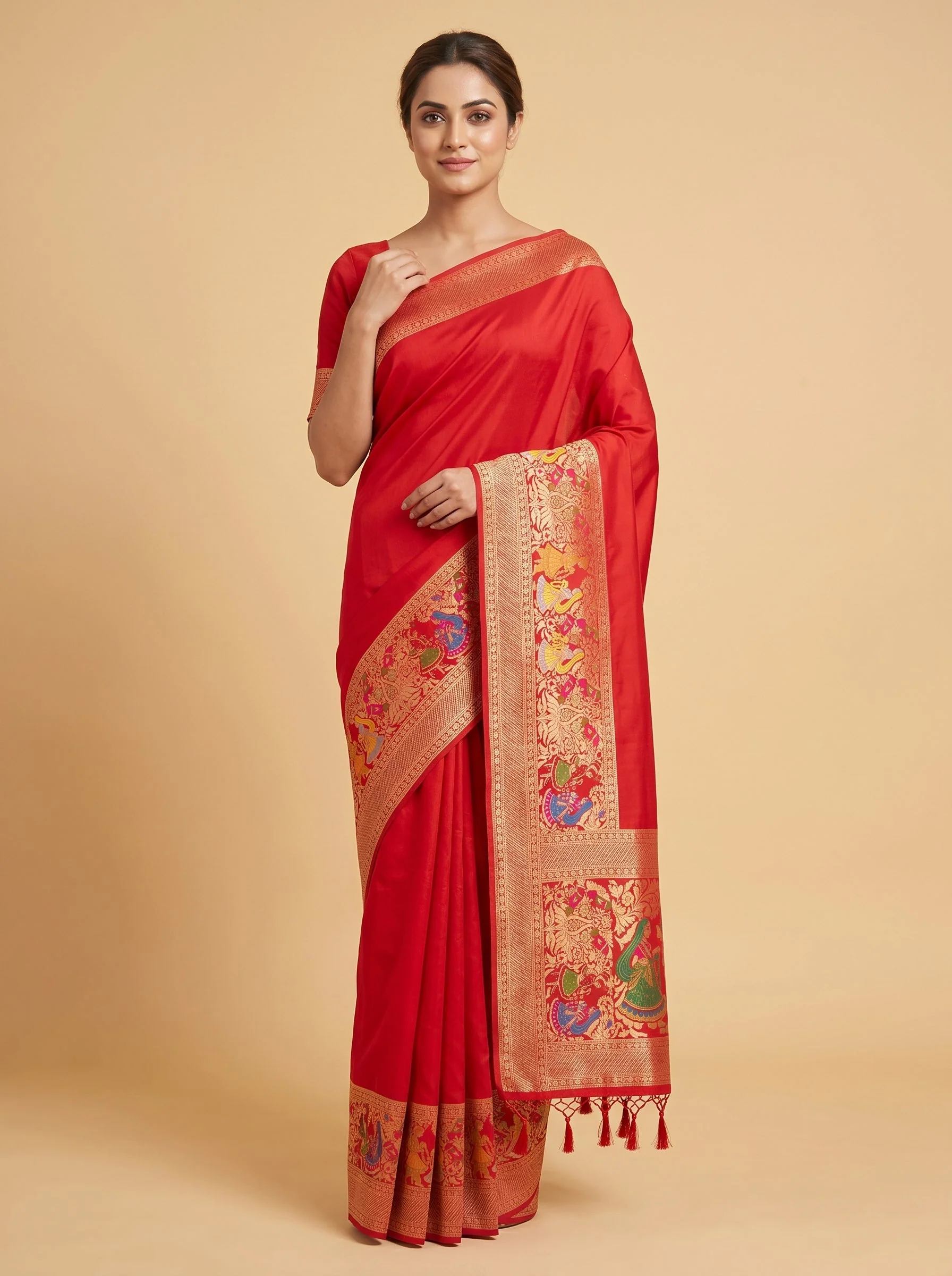 Red Strong Weave Handloom Saree