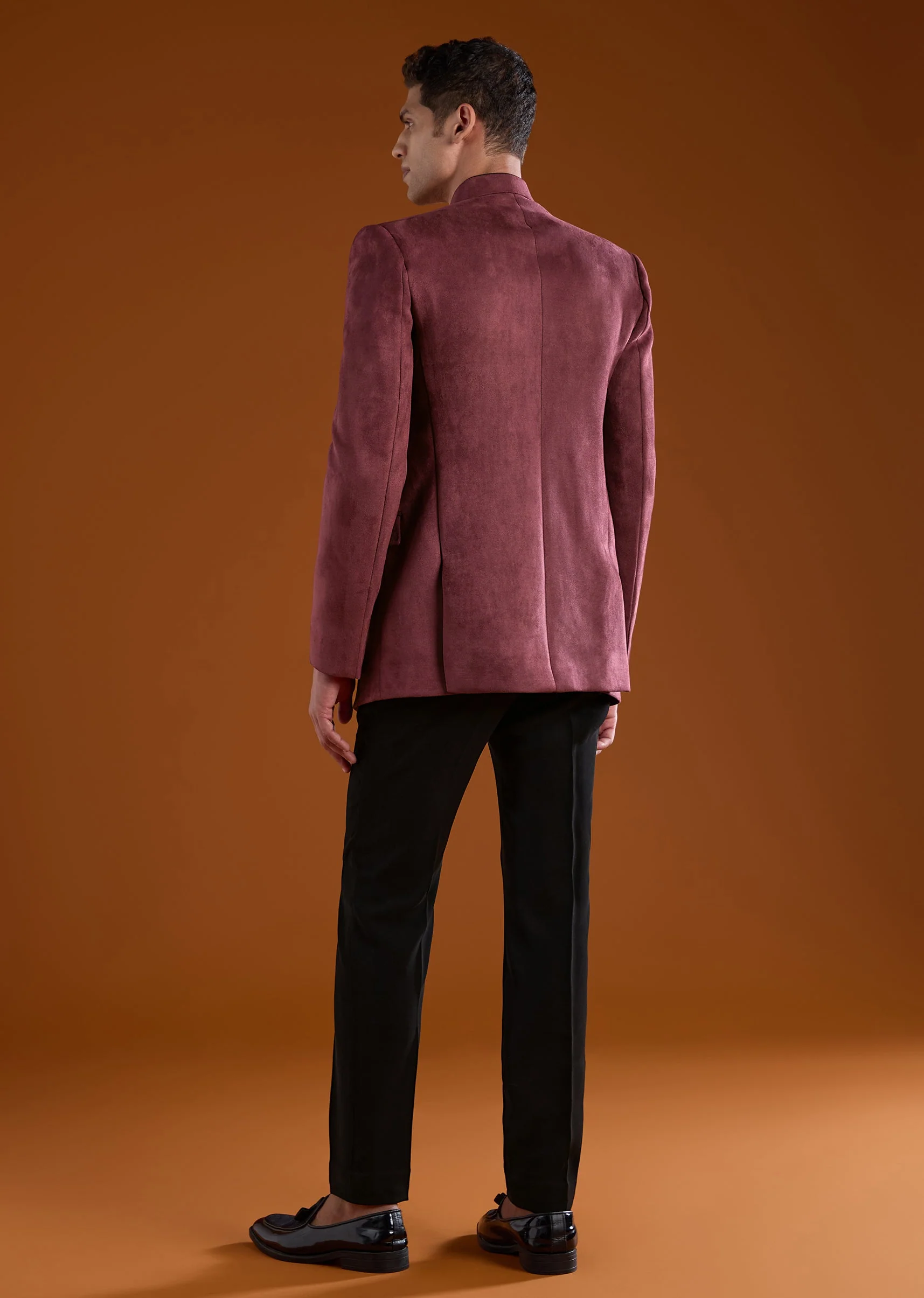 Red Zardozi Work Velvet Jodhpuri and Pant Set - Image 5