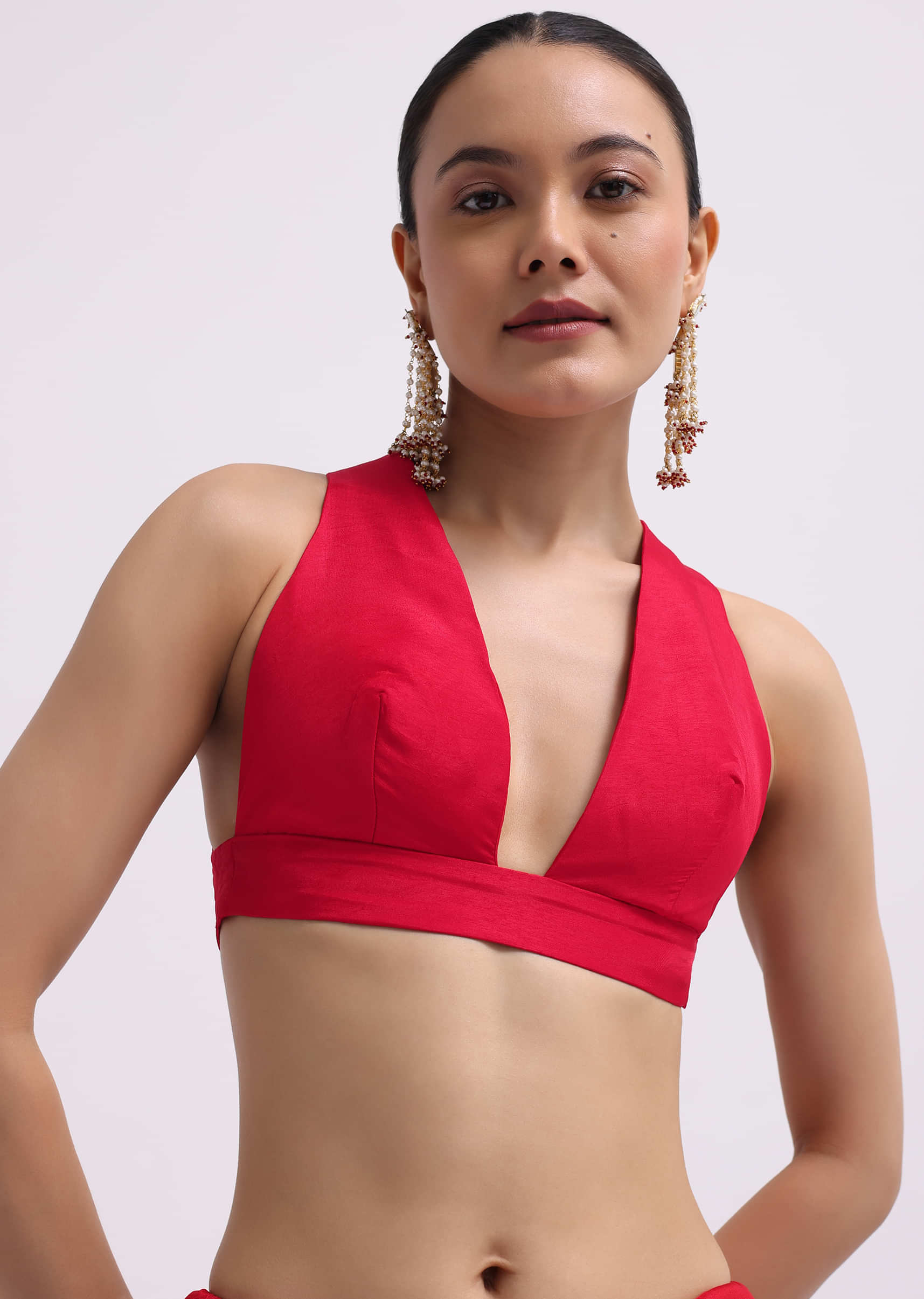 Red Zari Jaal Dola Silk Saree With Unstitched Blouse - Image 7