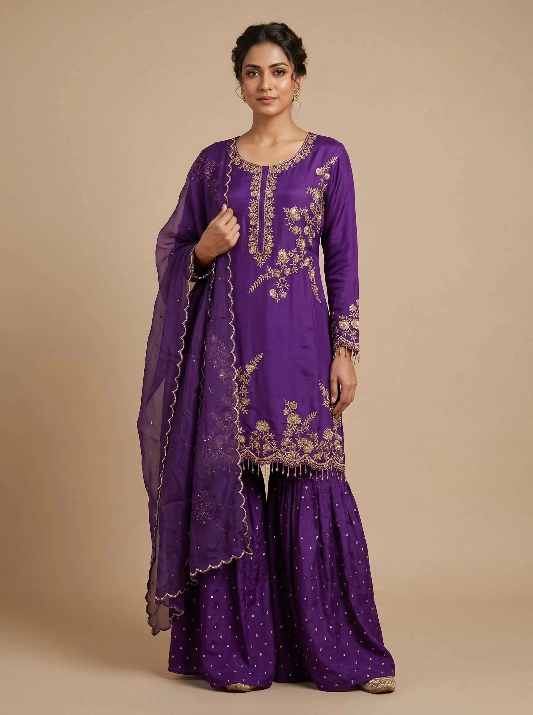 Regalia Purple Sharara Set