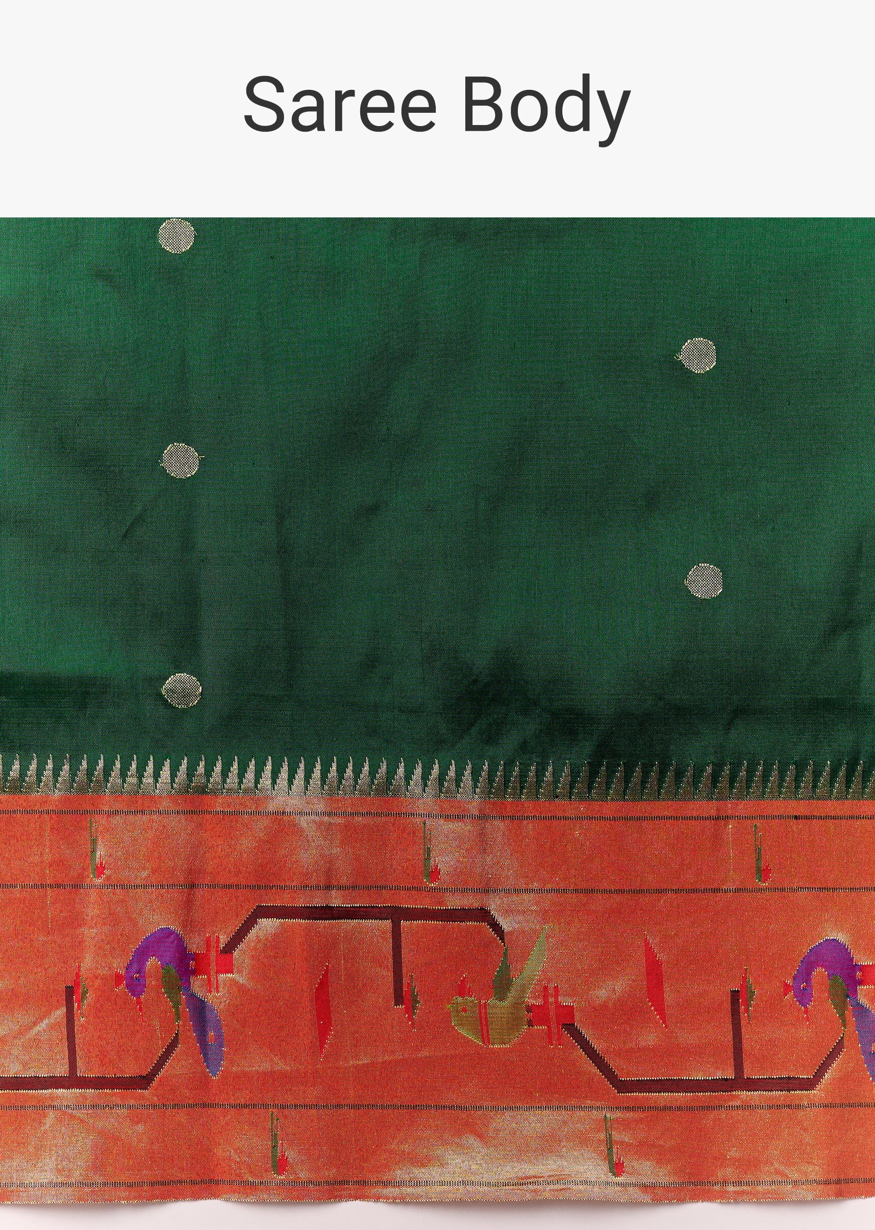 Reshami Green Paithani Saree with Peacock Motif Pallu - Image 7