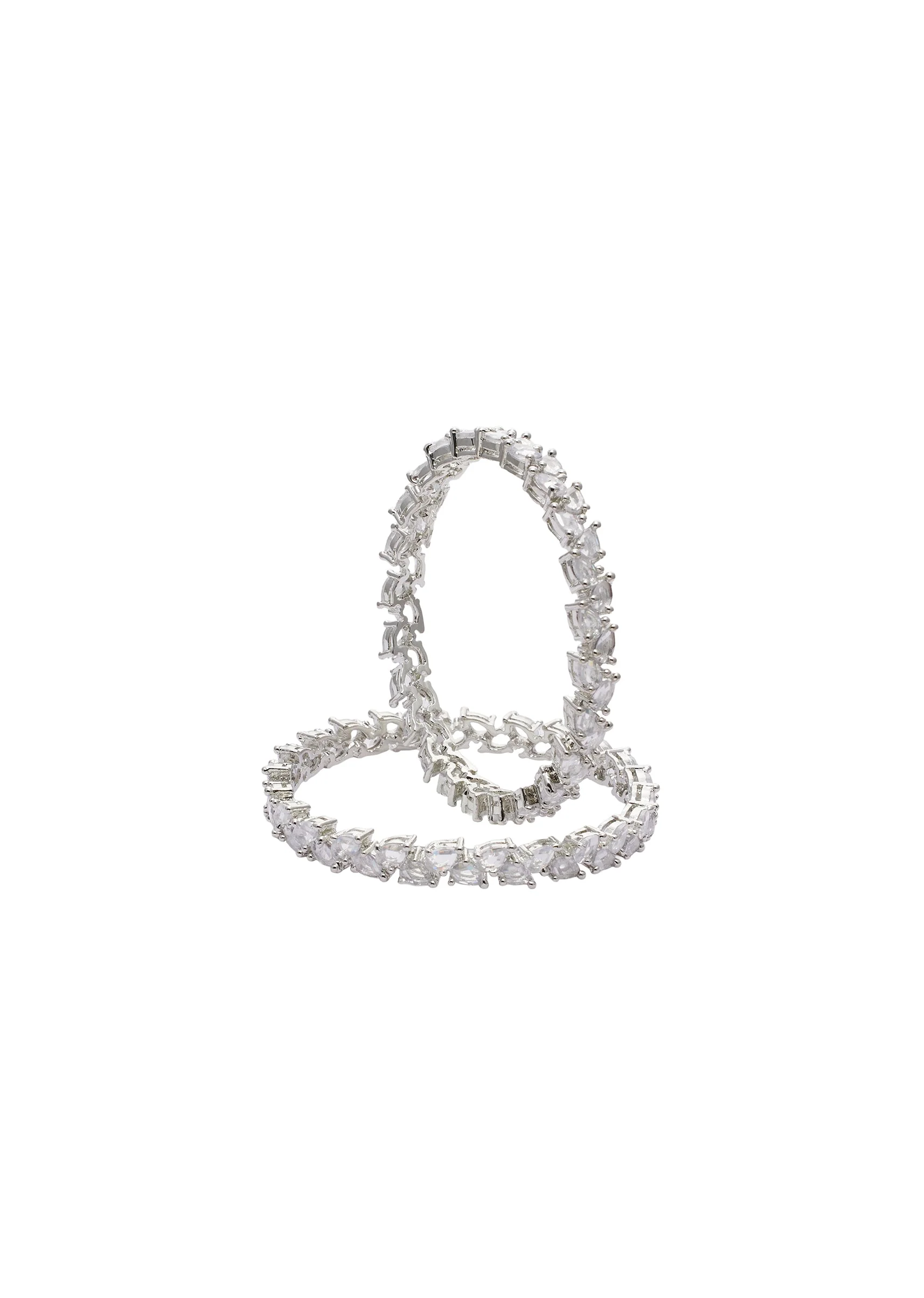 Rhodium Finish CZ Bangle Set