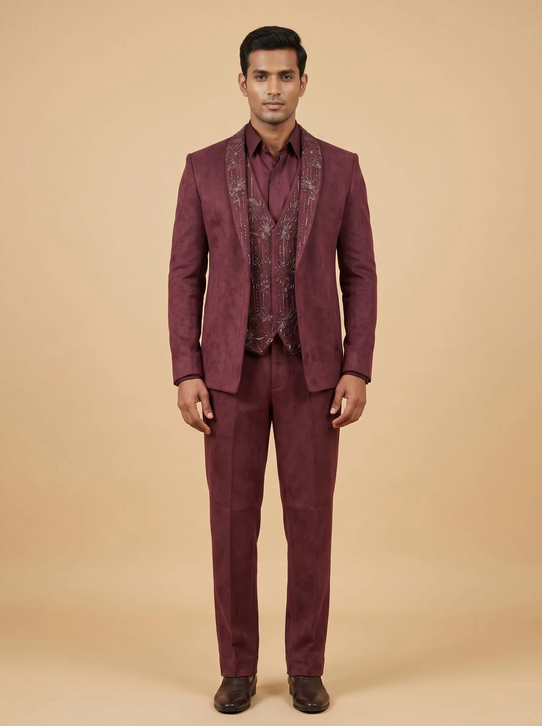 Rich maroon tuxedo