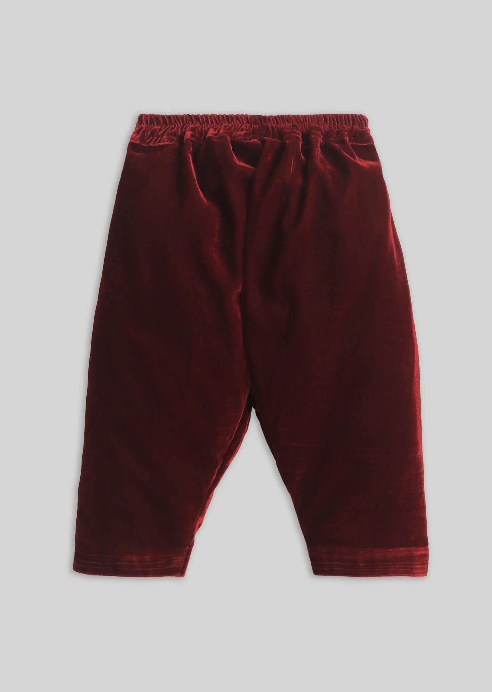 Rich Maroon Velvet Kurta Set With Zari Detailing - Image 6