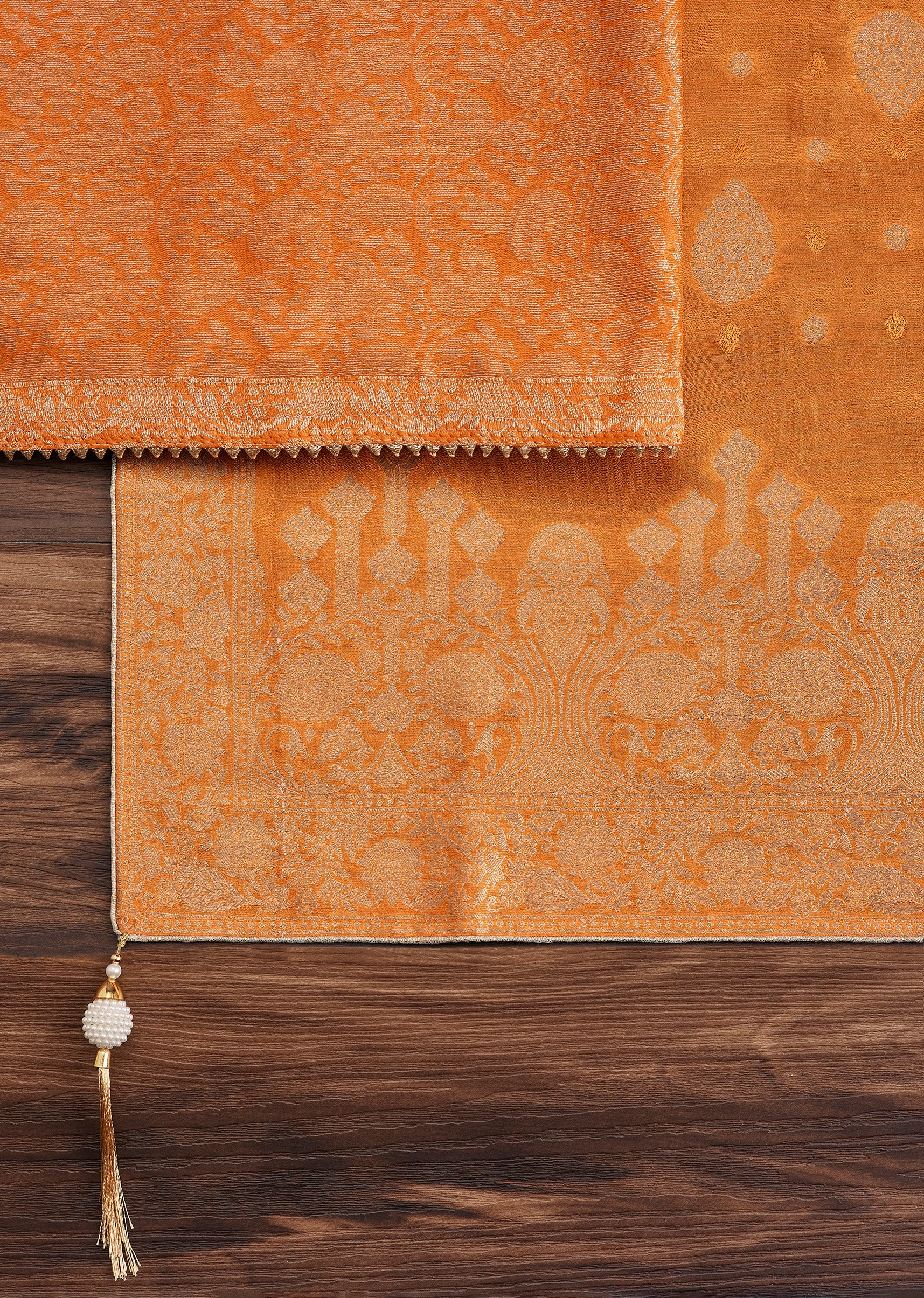 Rich Rust Orange Jacquard Suit - Image 2
