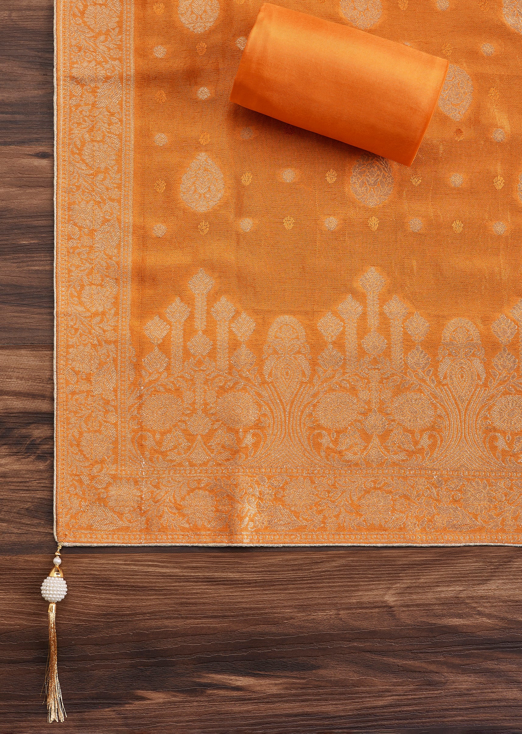 Rich Rust Orange Jacquard Suit - Image 3