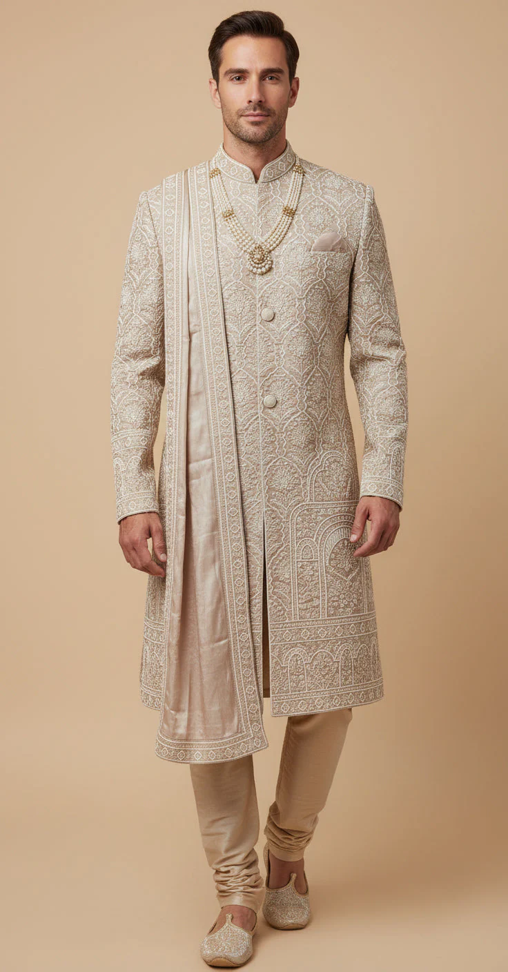 Rose Gold Designer Sherwani - Image 2