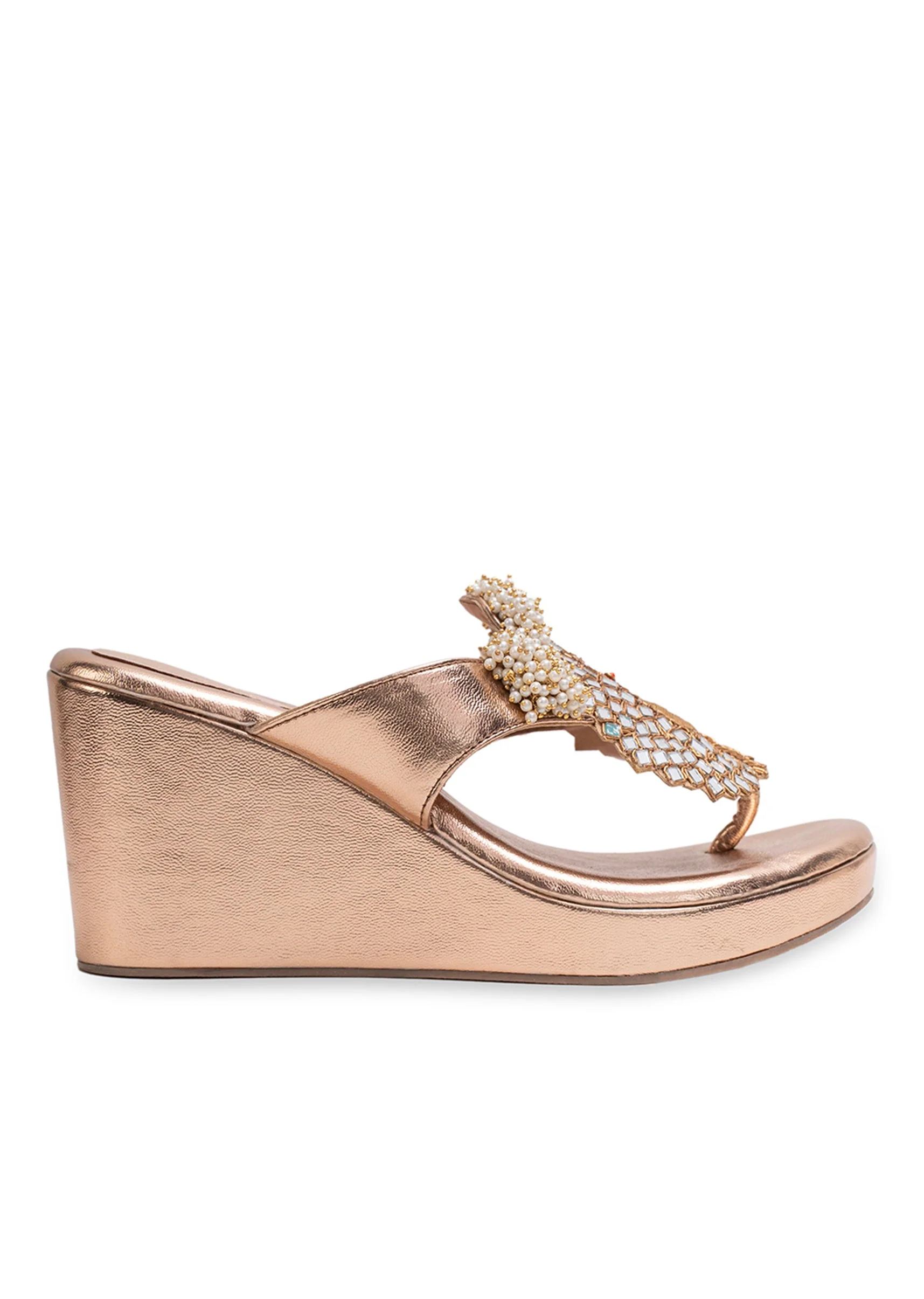Rose Gold Embellished Wedges - Image 6